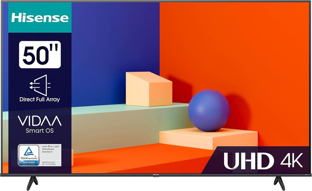 Hisense 50E6KT Televizor 127cm (50 inch), 4K UHD, LED, Smart TV, HDR, Dolby Vision, Tuner triplu DVB-C/S/S2/T/T2, WiFi, Bluetooth, Alexa încorporată, Mod Hotel [2023], negru