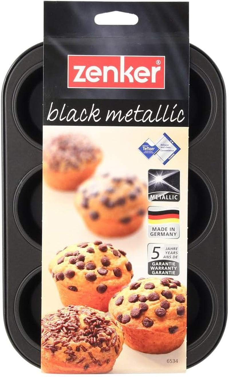 Zenker 6Er Muffinform Black Metallic, 275X190X30 Mm, Teflon Classic Antihaftbeschichtung, Hitzebeständig Bis 230°C, Leichte Reinigung, Ideal Für Köstliche Muffins Formy a plechy na pečení Naty Shop