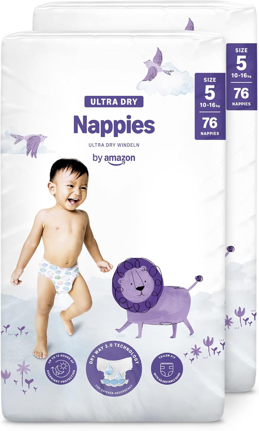 Ultra suché plenky Amazon, velikost 3 (4-9 kg) – měsíční krabička, bílá, počet 172 (2 balení po 86) (dříve Mama Bear, identický produkt)