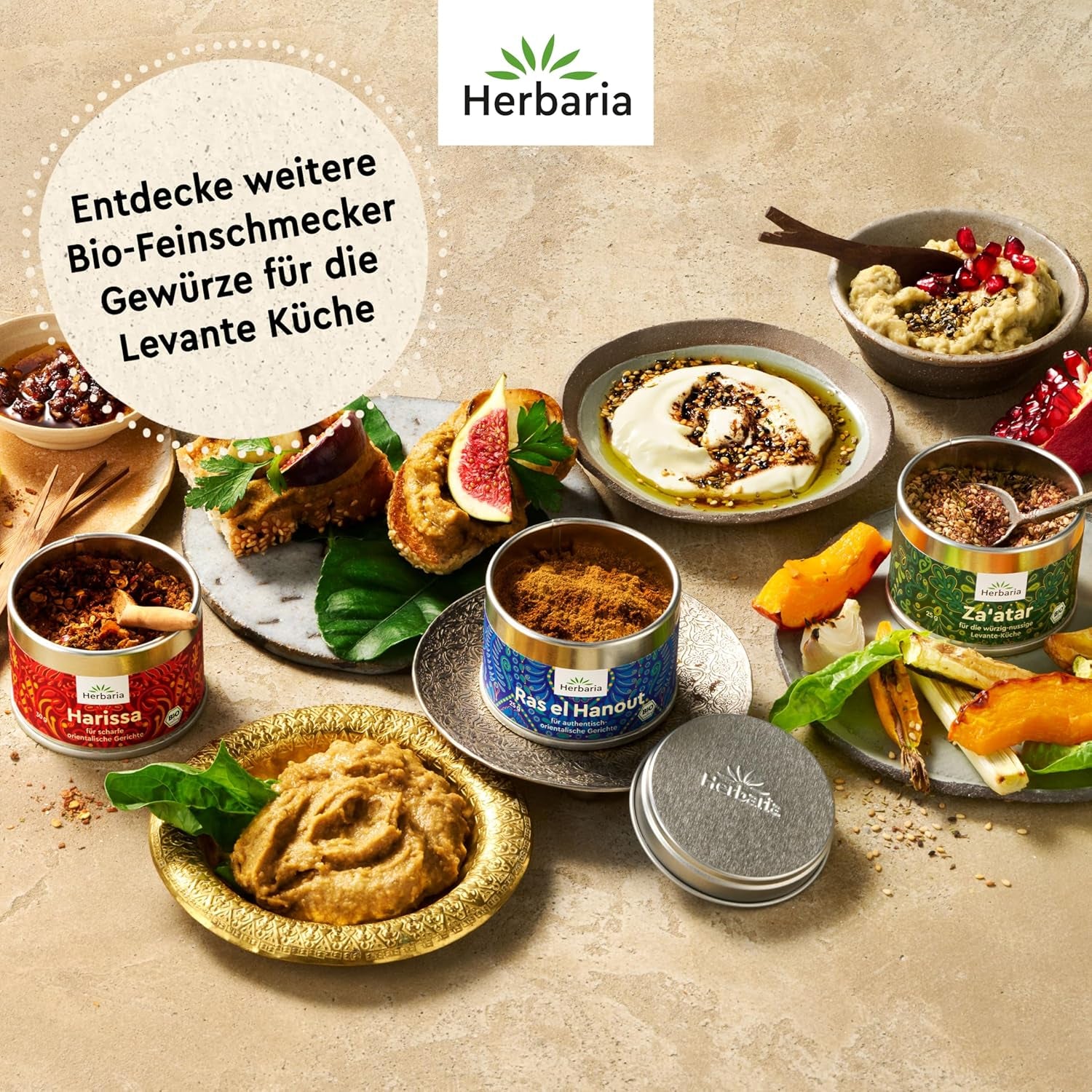 Herbaria Za'atar bio 25g S-Dose – Zaatar Gewürz, Zaatar Gewürz - orientální Organic-Gewürmischung für Gerichte der Levante Küche - mit erlesenen Ingredient - in nachhaltiger Aromaschutz-Dose