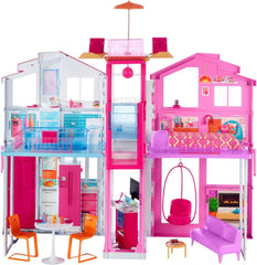 Barbie dům Dream Villa Třípatrový 5pokojový městský dům včetně doplňků, jako je nábytek, skládací a úložné prostory, hračky od 3 let, DLY32 Naty Shop moderní domečky pro panenky