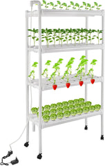 Sada pro hydroponické pěstování se 108 místy pro výsadbu, 4 úrovněmi s vodní pumpou. Hydroponický systém vyrobený z potravinářských PVC-U trubek pro domácí, balkónovou, zahradní a balkónovou zeleninu.