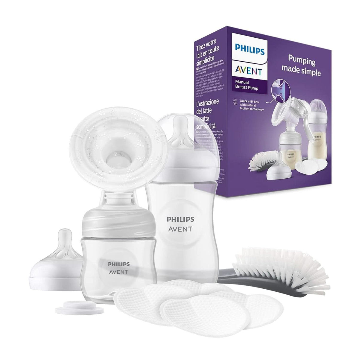 Philips Avent Handmilchpumpe - Einfaches Abpumpen, Mit Natural-Motion Technologie, Bpa-Frei (Modell SCF430/01) Transparentní příslušenství Jídlo a kojení Bebe Naty Shop Starter Set