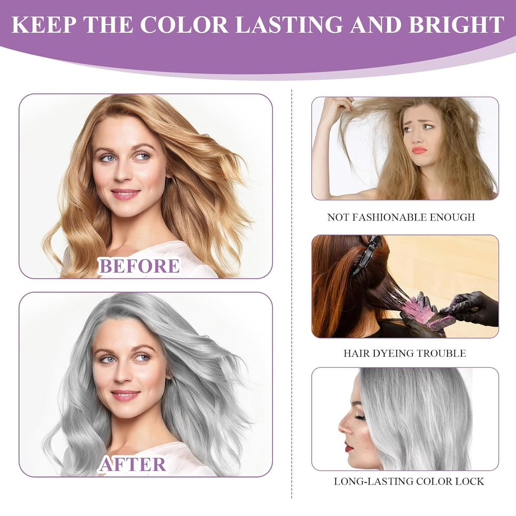 Grey Hair Dye Natural Essence Extract Silver Hair Dye Pieces Silver 2PCS Grey Natural Hair Dye Cream Hair Dye Grey for Unique and Personalised Experiences Vopsea pentru par Naty Shop