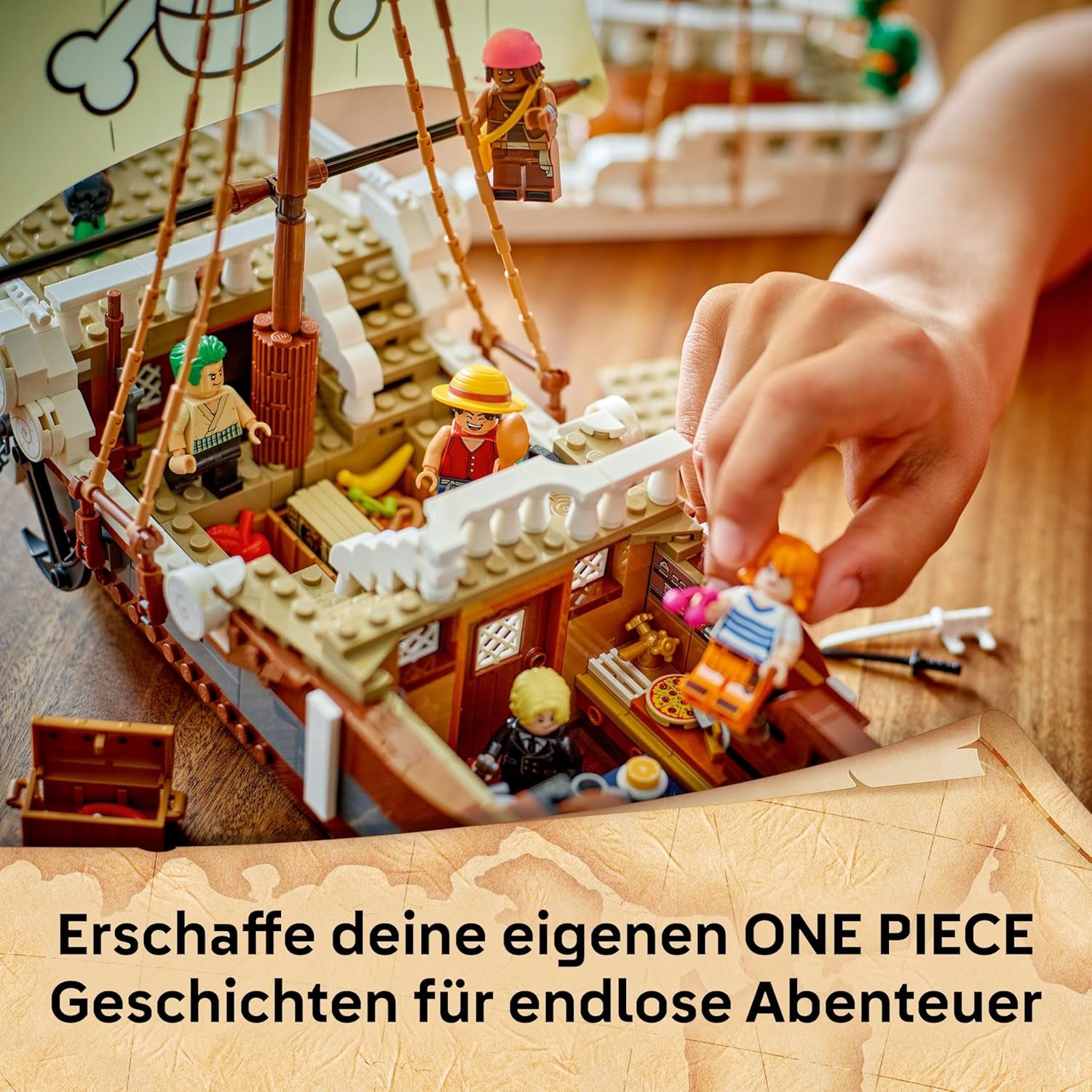 LEGO ONE PIECE - Das Piratenschiff Flying Lamb (Going Merry) - Hra s 5 minifigurkami - vč. Luffy, Zoro & Nami - Spielzeug zum Bauen - Geschenk für Jungen, Mädchen & Fans ab 10 Jahren - 75639