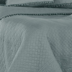 Ameliahome Přehoz na postel s bambulkami 220X240 Cm Oboustranný přehoz Ultrazvukové prošívání Polyester Meadore Grey Postele a přikrývky Besuche den AmeliaHome-Store