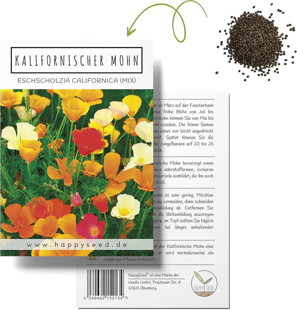 Kalifornská směs máku (Eschscholzia californica) - Krásně kvetoucí mák s dlouhou dobou květu pro barevnou květinovou louku (California Poppy)