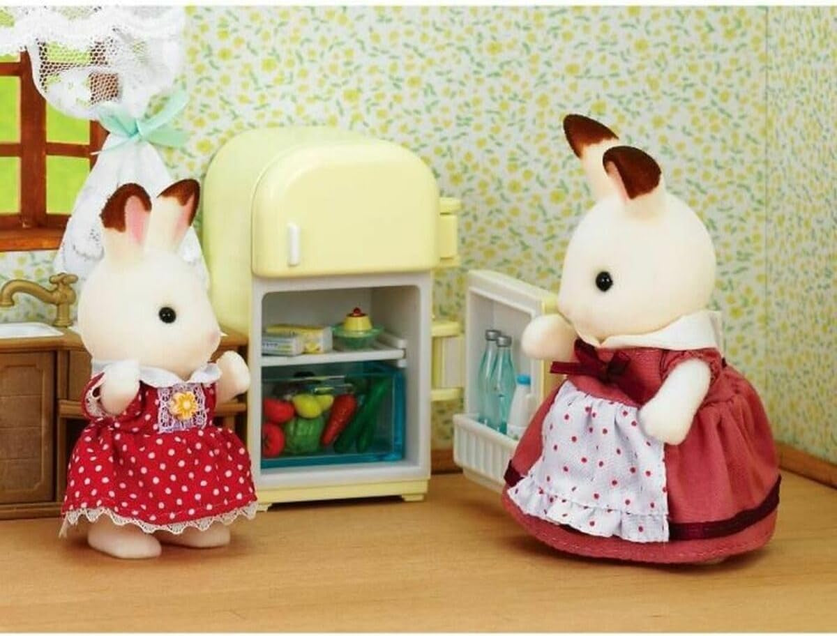 Sylvanian Families 5014 Schokoladenhasen Mutter mit Kühlschrank - Puppenhaus Spielset Mehrfarbig