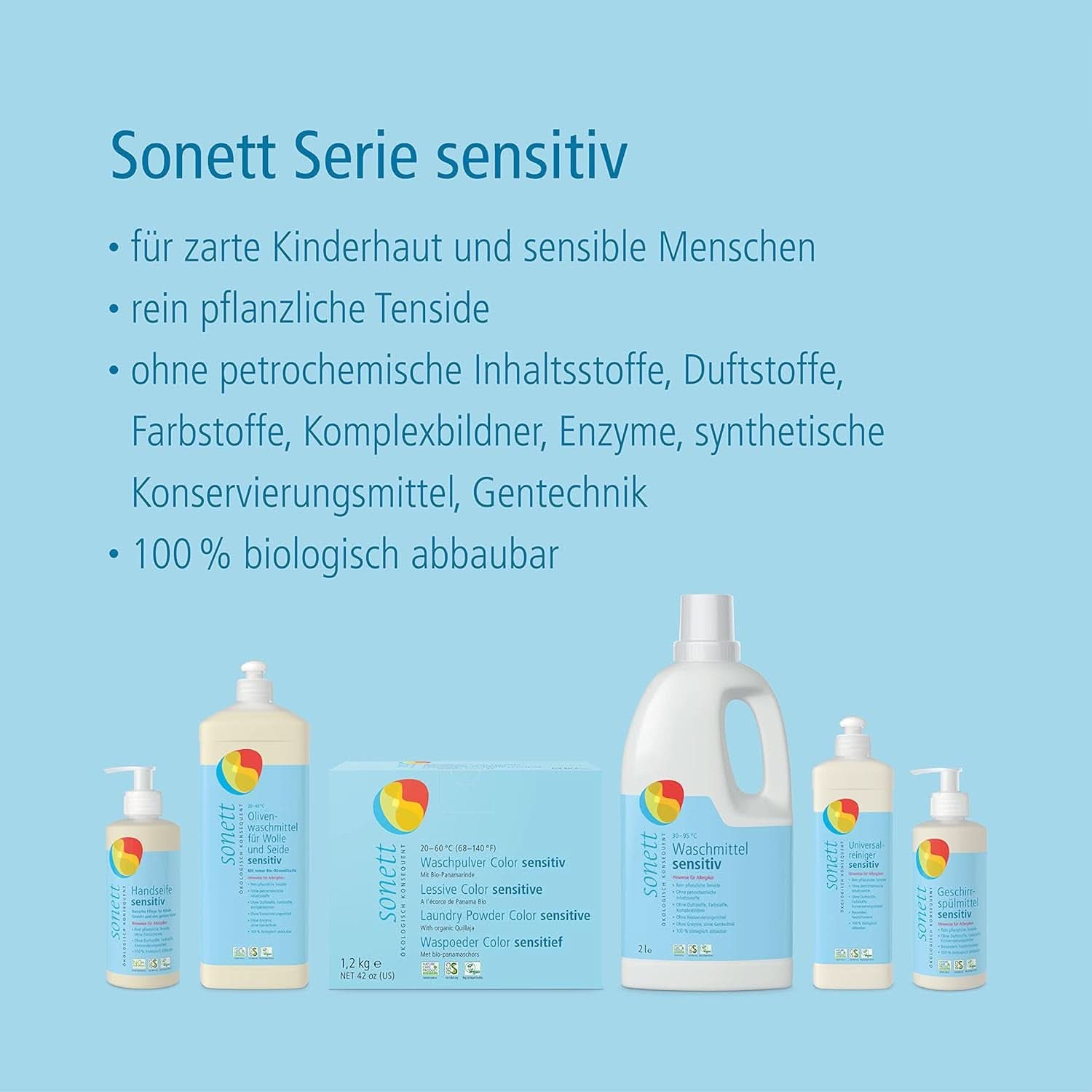 Lichid de spălat vase Sonett Sensitive, 1 litru Naty Shop
