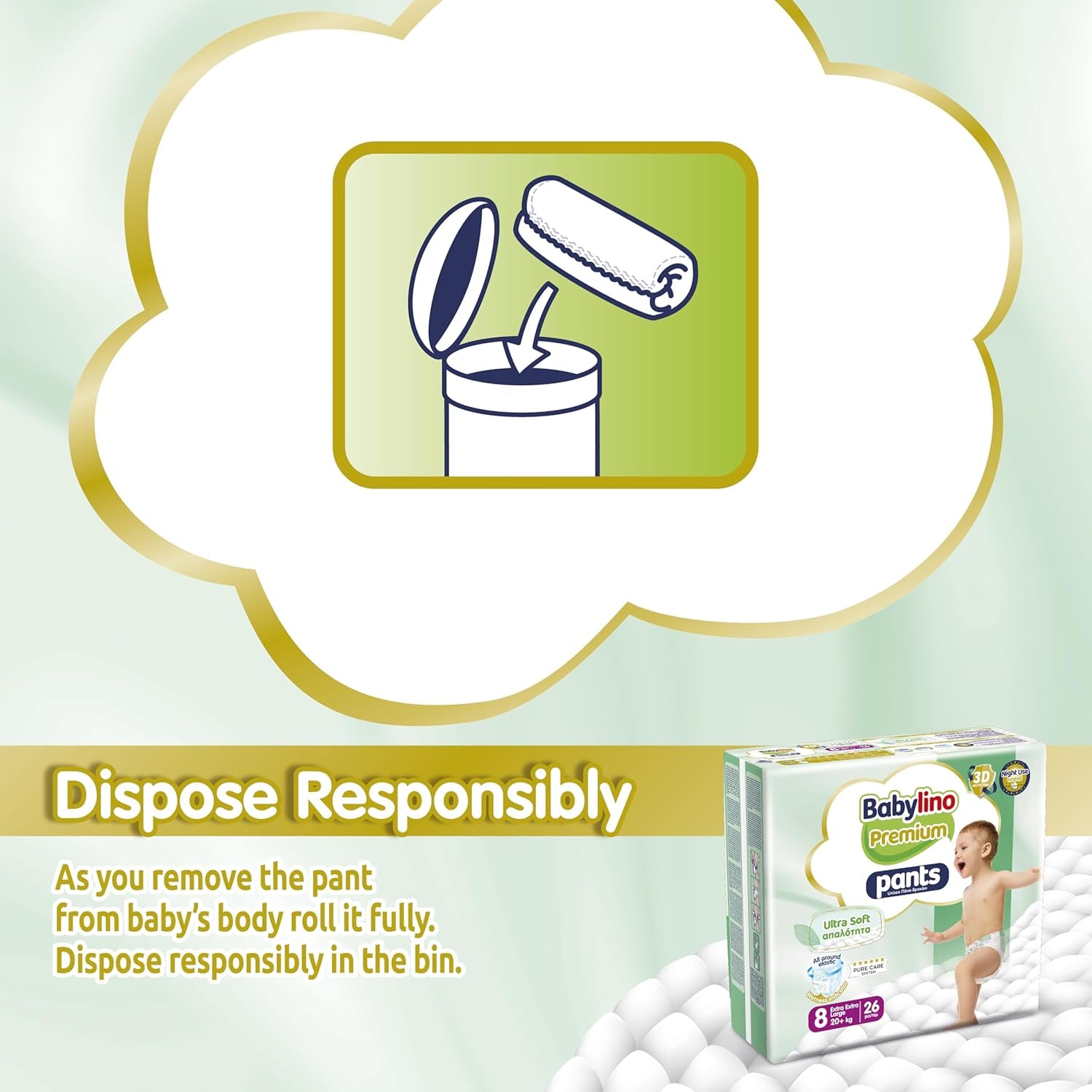 Prémiové kalhoty velikosti 8 s ultra měkkým filtrem, XXL (20+ kg), 104 kusů