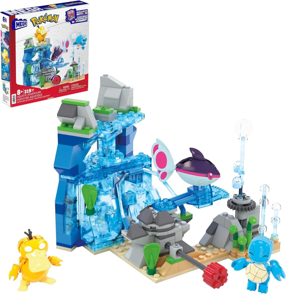 Stavebnice MEGA akční figurky Pokémon, 1101 dílků tréninkové arény, bojové hry a 5 pohyblivých figurek pro děti, akční figurky HWR82 Naty Shop Water Adventure