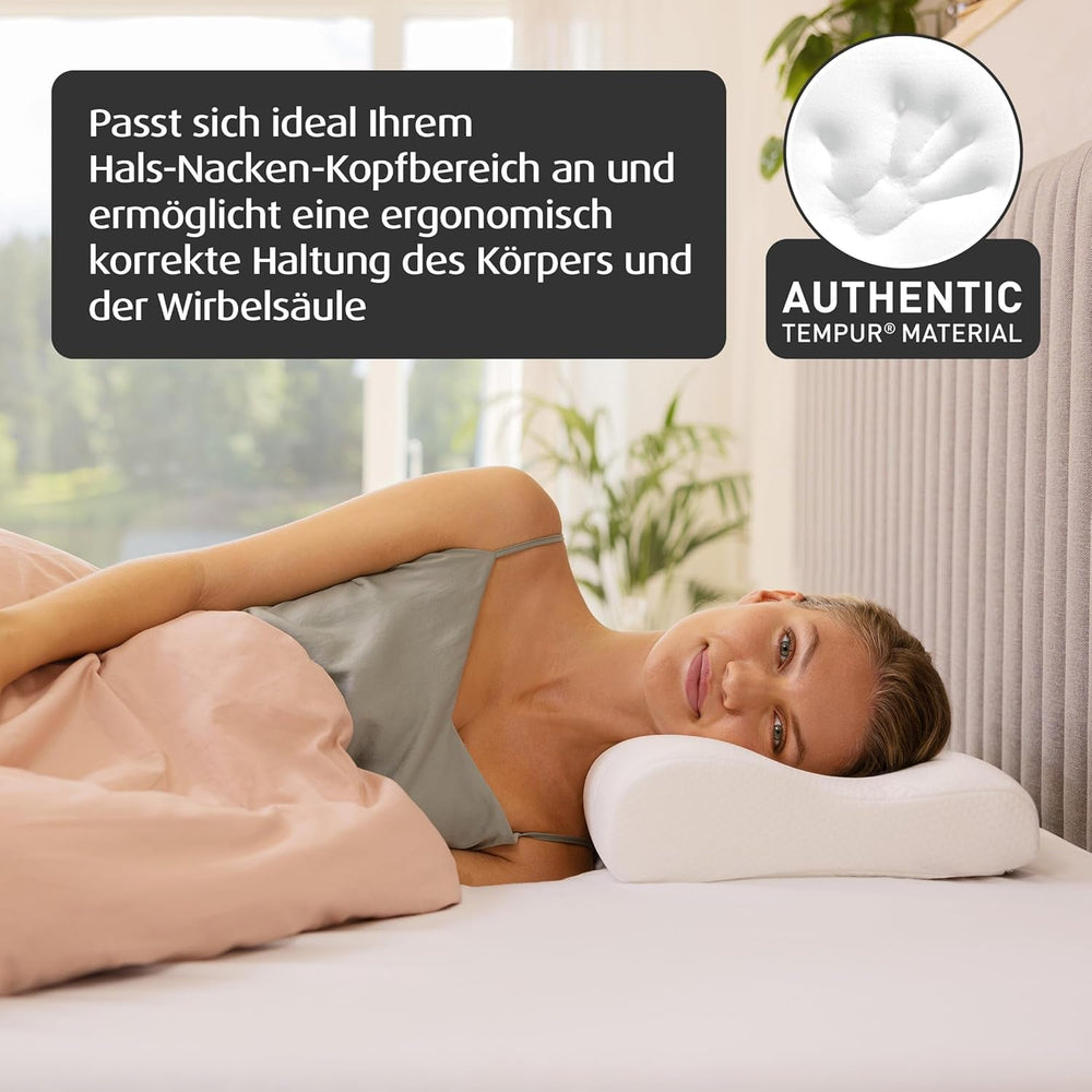 Pernă de dormit TEMPUR Original din spumă cu memorie, pernă ergonomică cu suport pentru gât pentru persoanele care dorm pe o parte și pe spate, senzație fermă, S (50 x 31 x 8/5 cm), Alb
