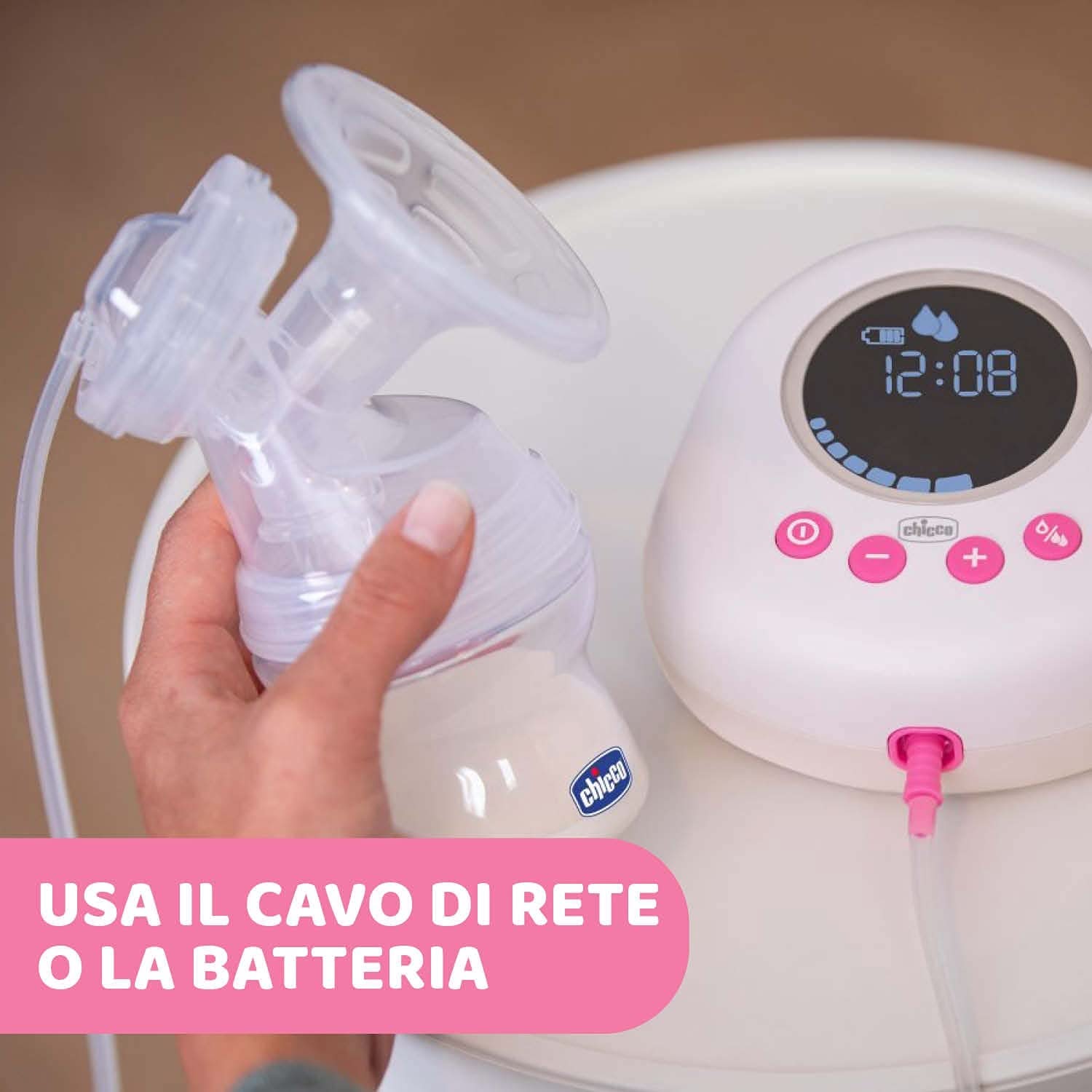 Chicco elektrická odsávačka mléka se stimulační a extrakční fází, 10 úrovní intenzity, pohodlná a rychlá, ergonomický tvar, se šikmým savičkou a těsným uzávěrem, bílá, 150 ml Příslušenství Potraviny a kojení Bebe Naty Shop