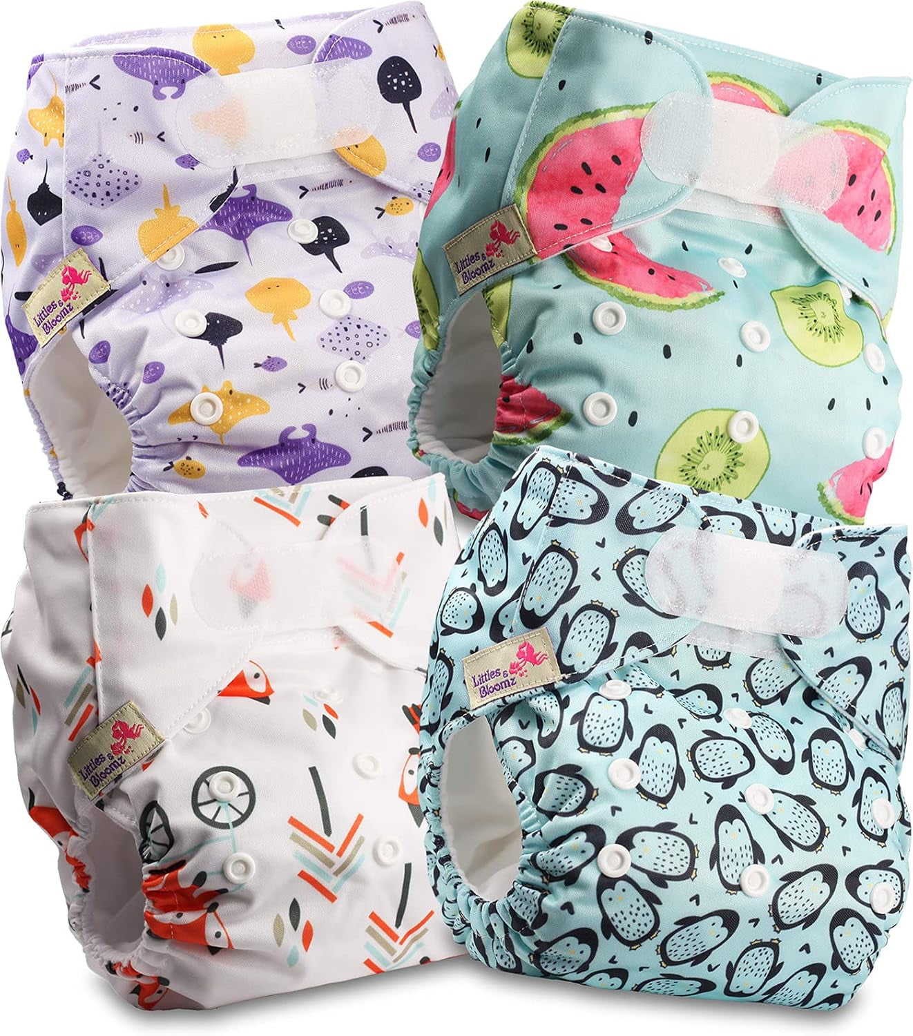 Opakovaně použitelná plena Littles and Bloomz FLV2-0602, standardní zapínání na suchý zip, 6 plen