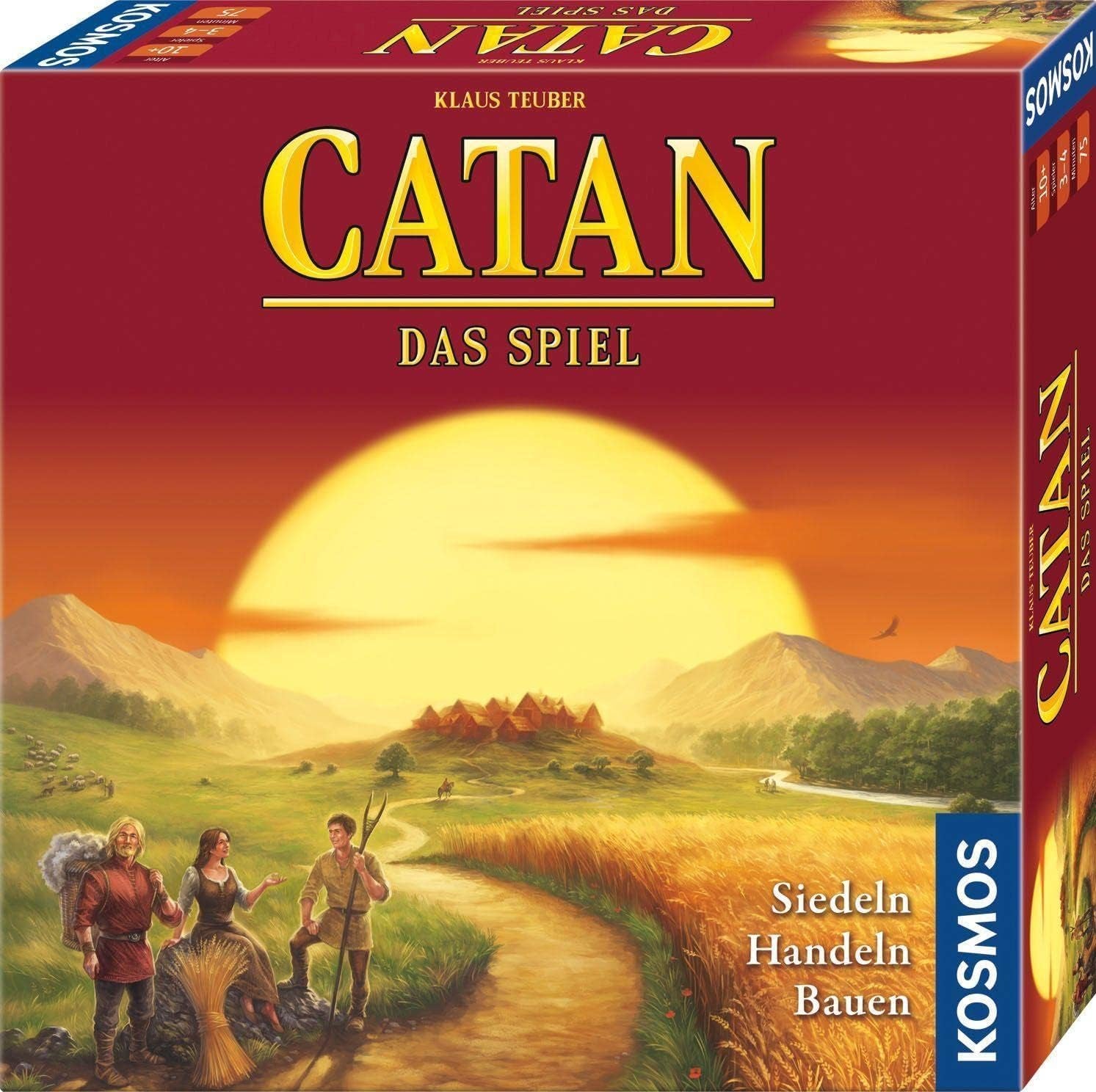 KOSMOS 684655 Catan – hra, Osadníci z Katanu, strategická hra pro 3–4 hráče od 10 let, klasická stolní hra, rodinná hra, společenská hra