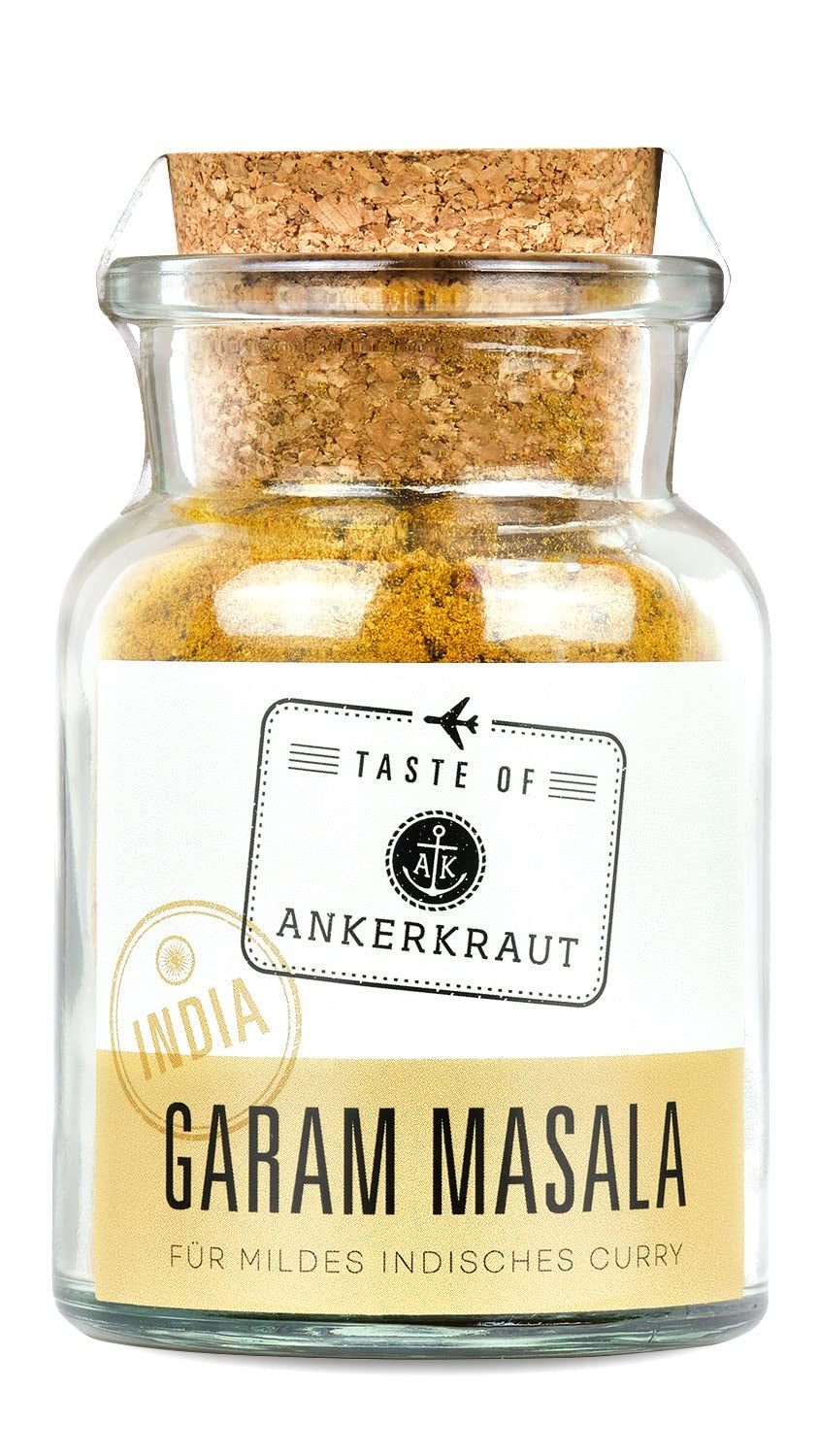 Ankerkraut Garam Masala, Gewürz für indisches Gericht, Leckeres Curry mit Fleisch würzen, Taste of India, 65 g v korkovém skle