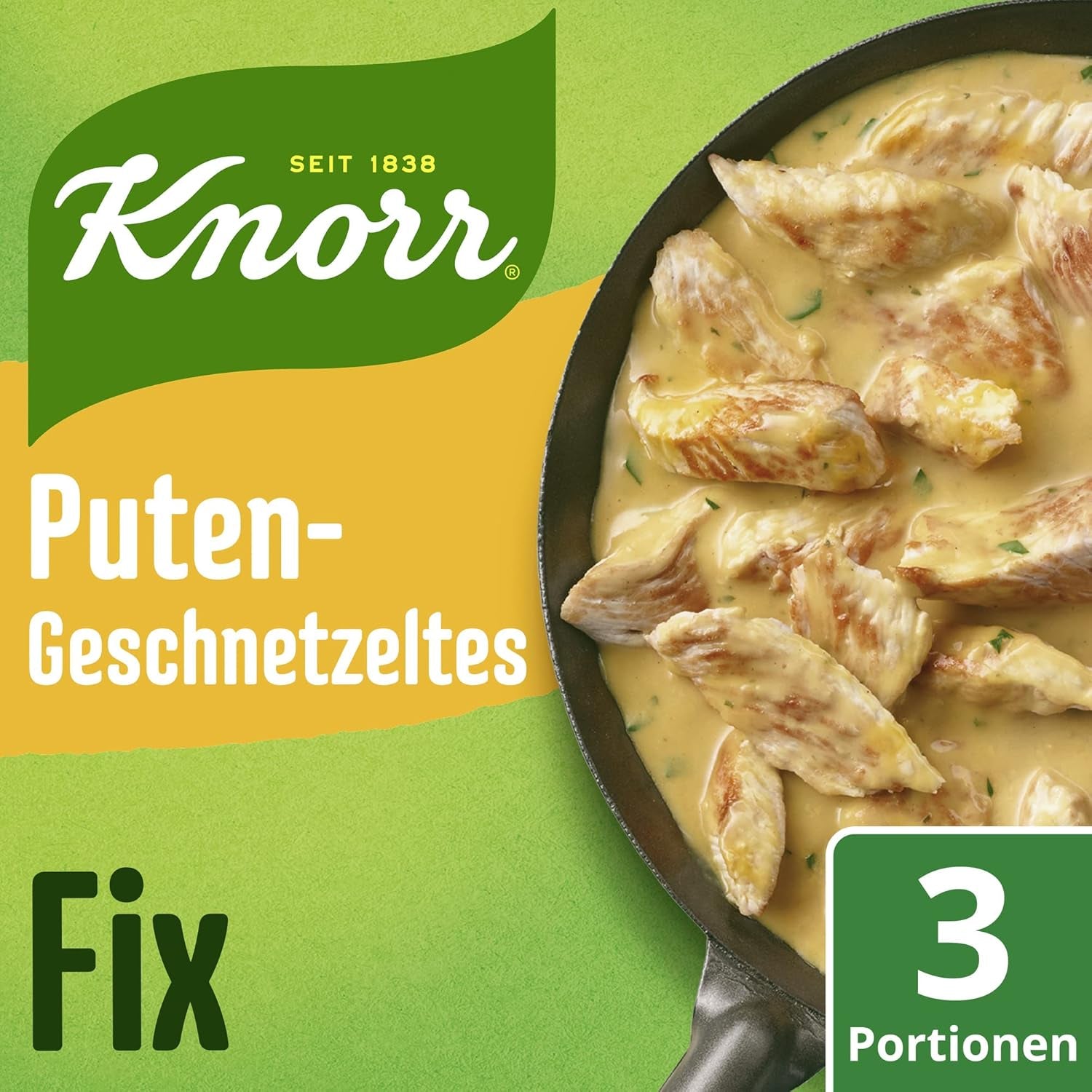 Knorr Fix Puten-Geschnetzeltes für ein leckeres Fleischgericht ohne geschmacksverstärkende Zusatzstoffe 3 Porce