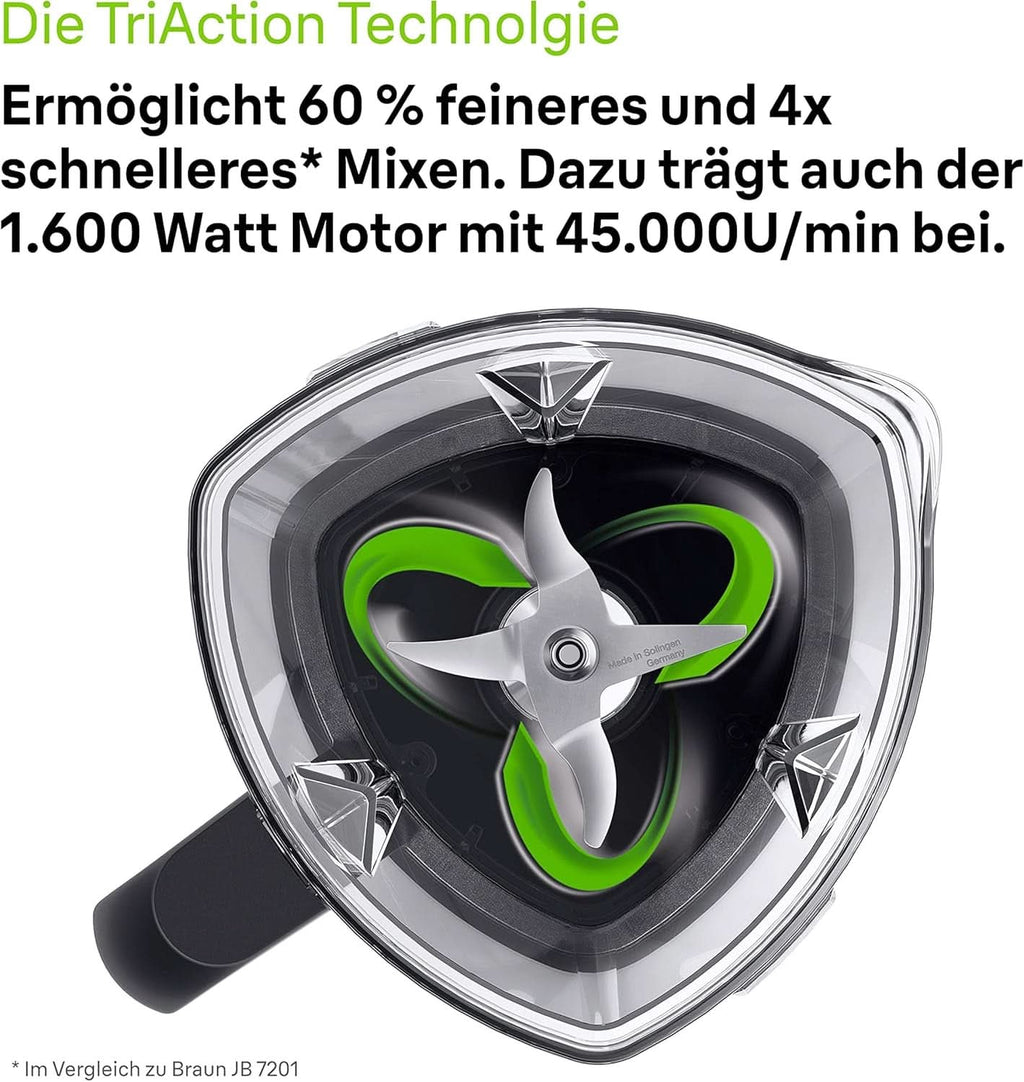 Braun Hochleistungsmixer Powerblend 9 JB9040 – Standmixer Mit Glas-Mixkrug, 18 Mixprogramme, 10 Geschwindigkeiten + Pulsfunktion, Heiße Suppen Funktion, Reinigungsprogramm, Stampfer, 1600 W, Schwarz Bucatarie Naty Shop