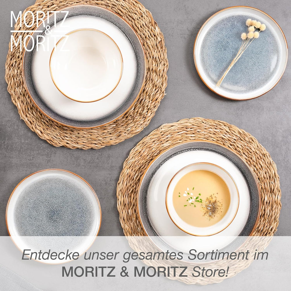 Set de veselă Moritz & Moritz TARENTO, 24 de piese, pentru 6 persoane, gri - Set elegant de farfurii din gresie de înaltă calitate - Setul de veselă include 6 farfurii de cină, 6 farfurii de desert, 6 farfurii de sumă și 6 cești