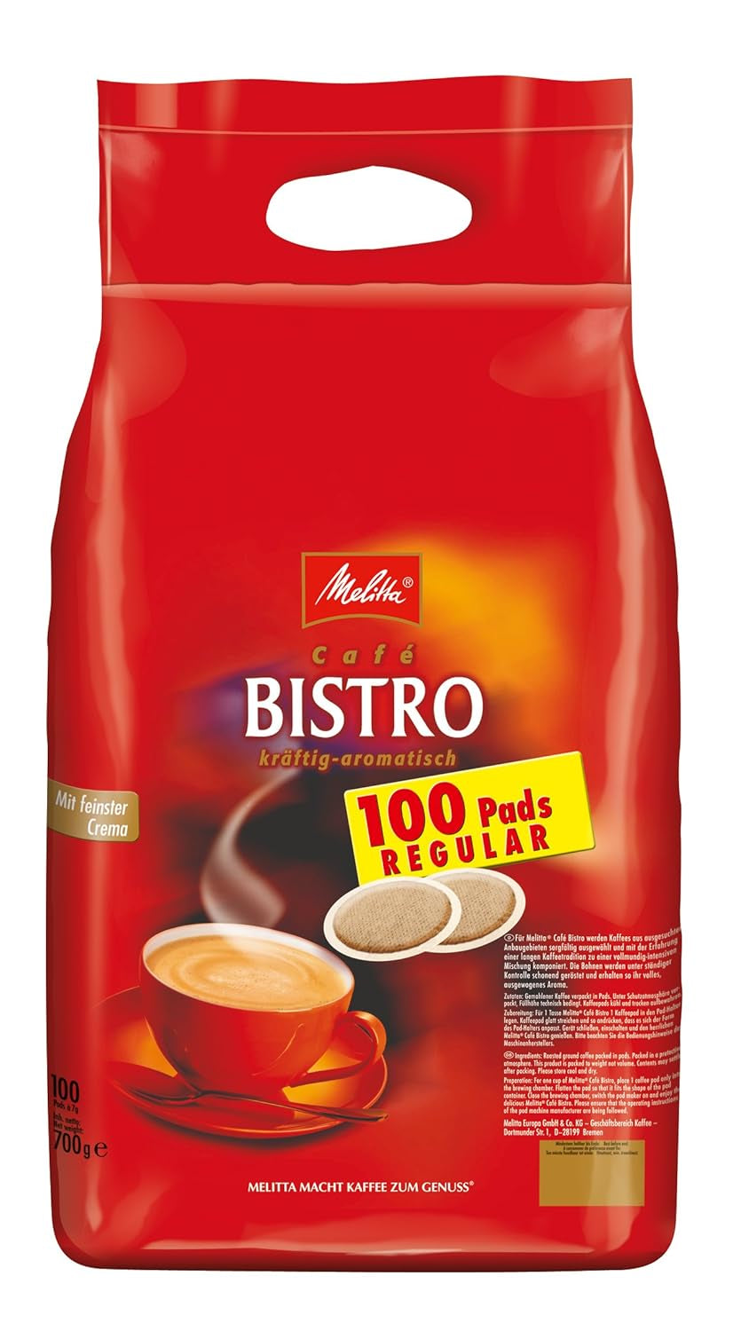 Melitta BellaCrema Intenso gemahlener Röstkaffee in Kaffee-Pads 10 x 16 Pads & Café Bistro Röstkaffee in Kaffee-Pads, 100 Pads