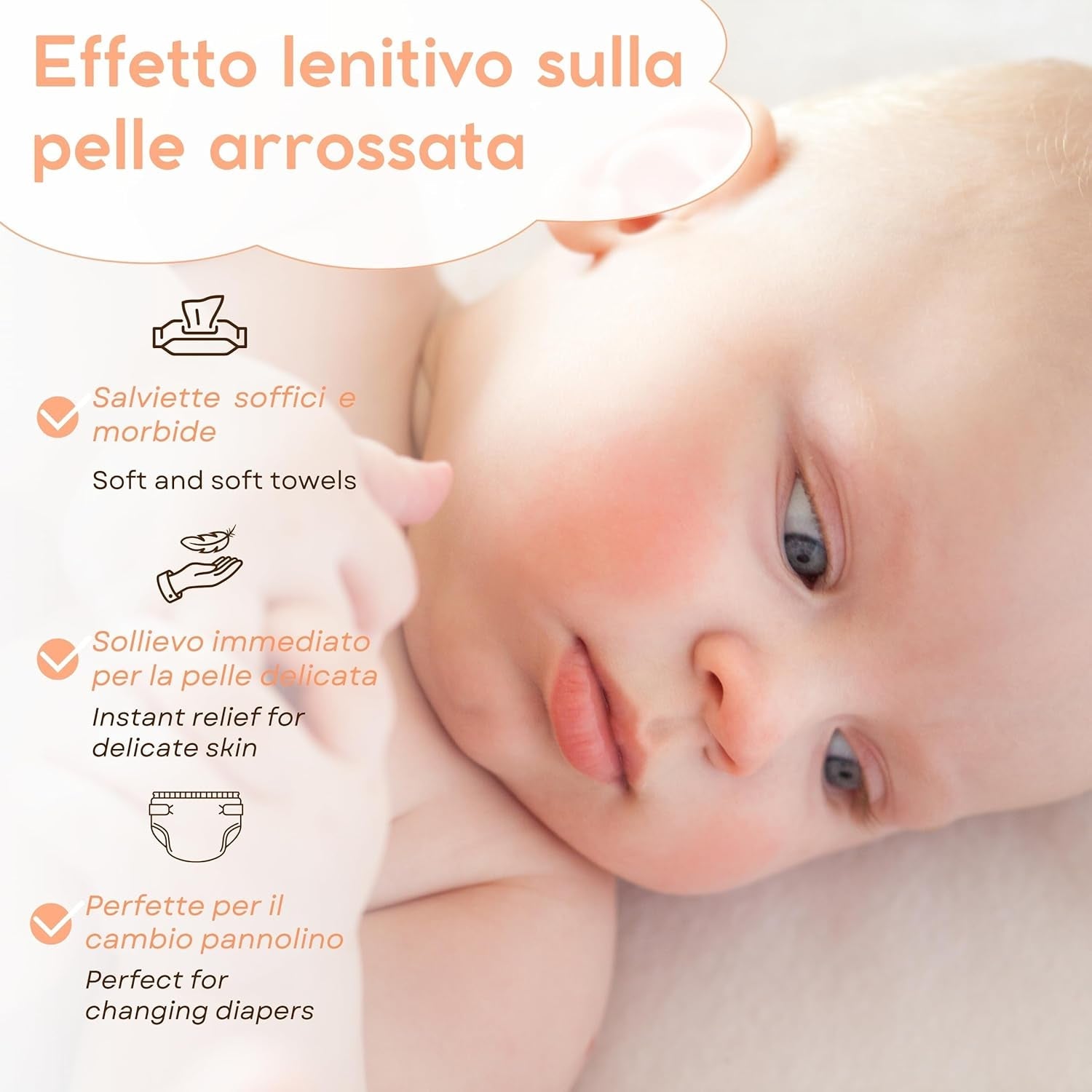 Șervețele umede pentru bebeluși cu talc, pentru piele sensibilă, fără alcool, prietenoase cu pielea, pH 5,5, parfumate ușor, 1200 bucăți (12 pachete)