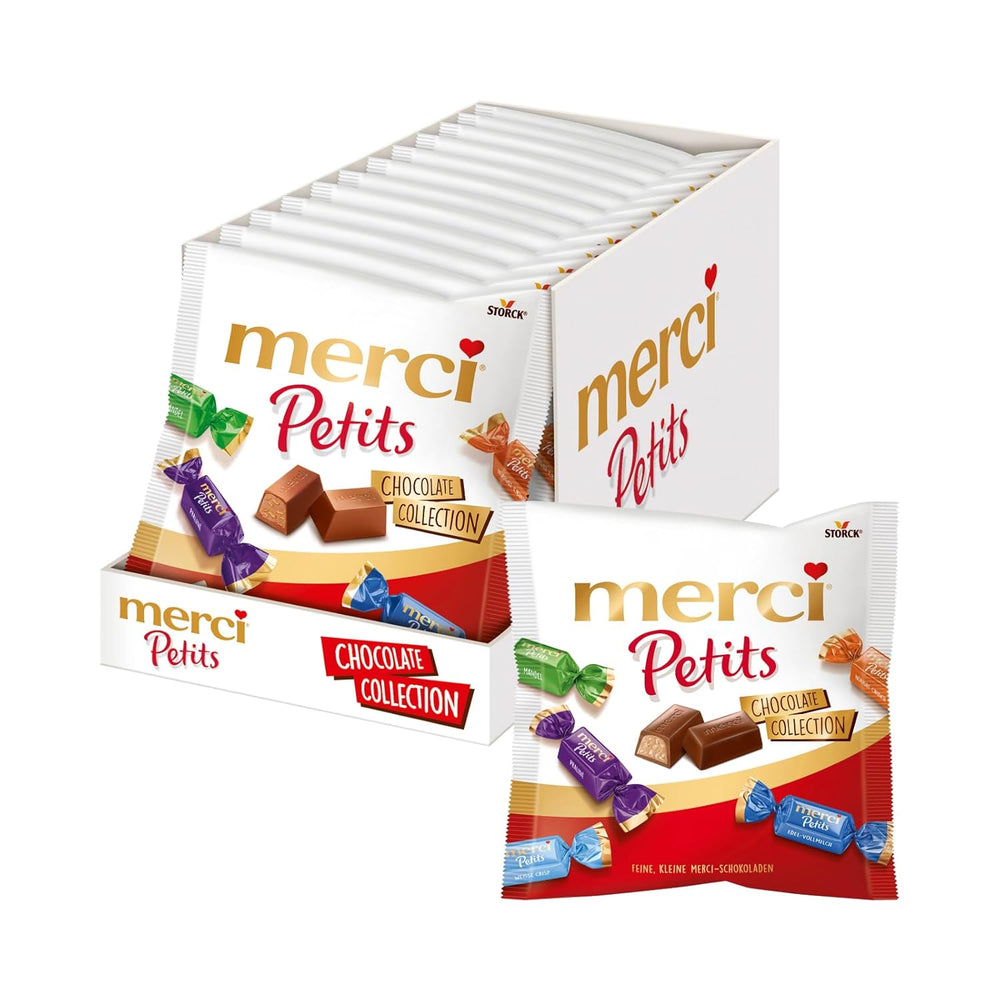 Kávový krém Merci Petits - 12 x 125 g - Malé pralinky z bílé čokolády na jemné čokoládě s kávovou smetanou - Jednotlivě balené čokoládové pralinky