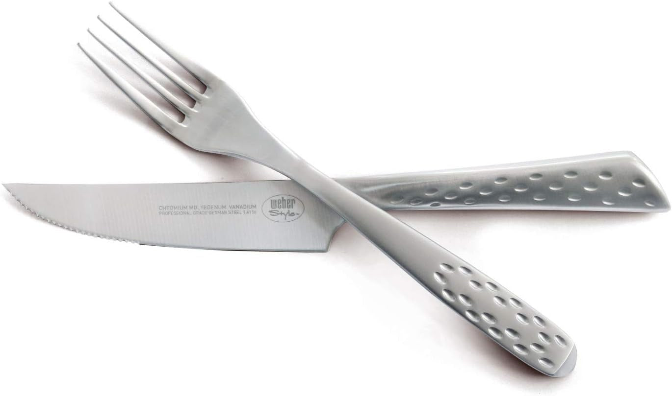 Weber Deluxe Steak Set, 6 piese, oțel inoxidabil design Monobloc, ascuțit extra, mâner ergonomic Bucatarie Naty Shop