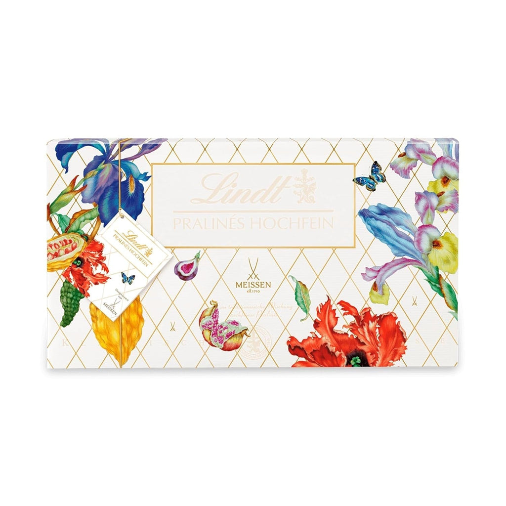 Lindt - Praline din ciocolata Hochfein,12 praline in 7 sortimente delicioase cu si fara alcool Bomboane de Ciocolata Naty Shop Pralinés Hochfein ambalate in hartie fina 350 grame