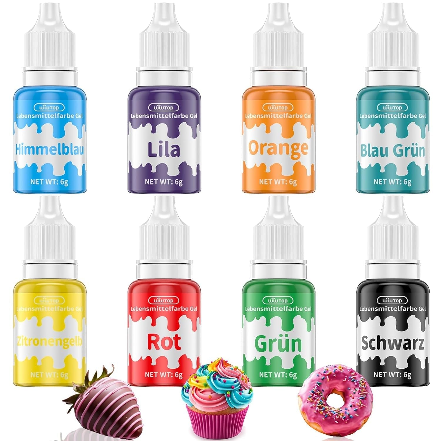 Colorant alimentar liposolubil, 10 culori colorant alimentar pe bază de ulei pentru decorarea tortului de ciocolată, set de coloranți alimentari foarte concentrați pentru fondant, cupcake, copt, colorant alimentar - 6 ml fiecare