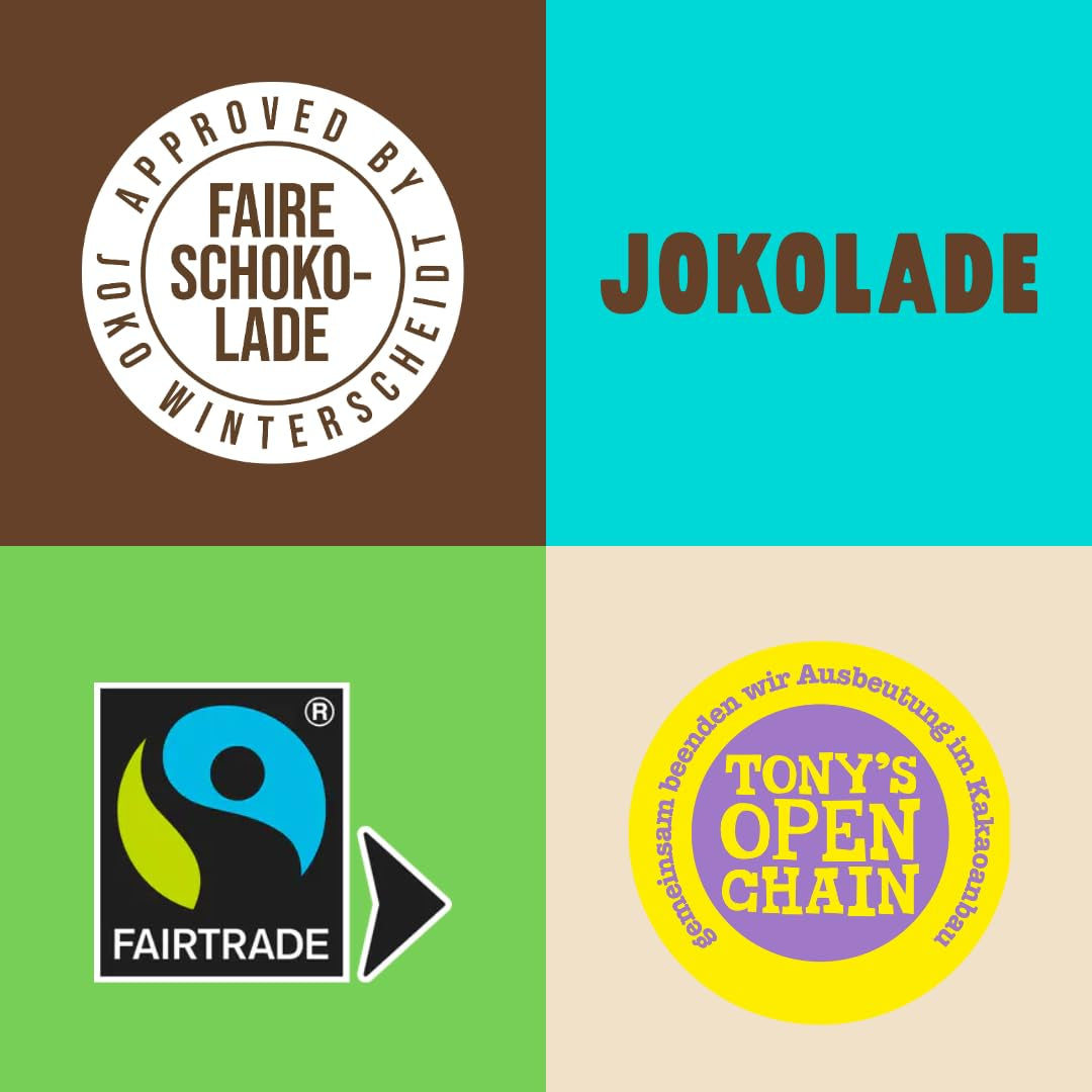 JOKOLADE PRALINE Krabička 80g | Bohatá náplň s lískooříškovým nugátovým krémem a hranolky | Fair trade čokoláda od Joko Winterscheidt