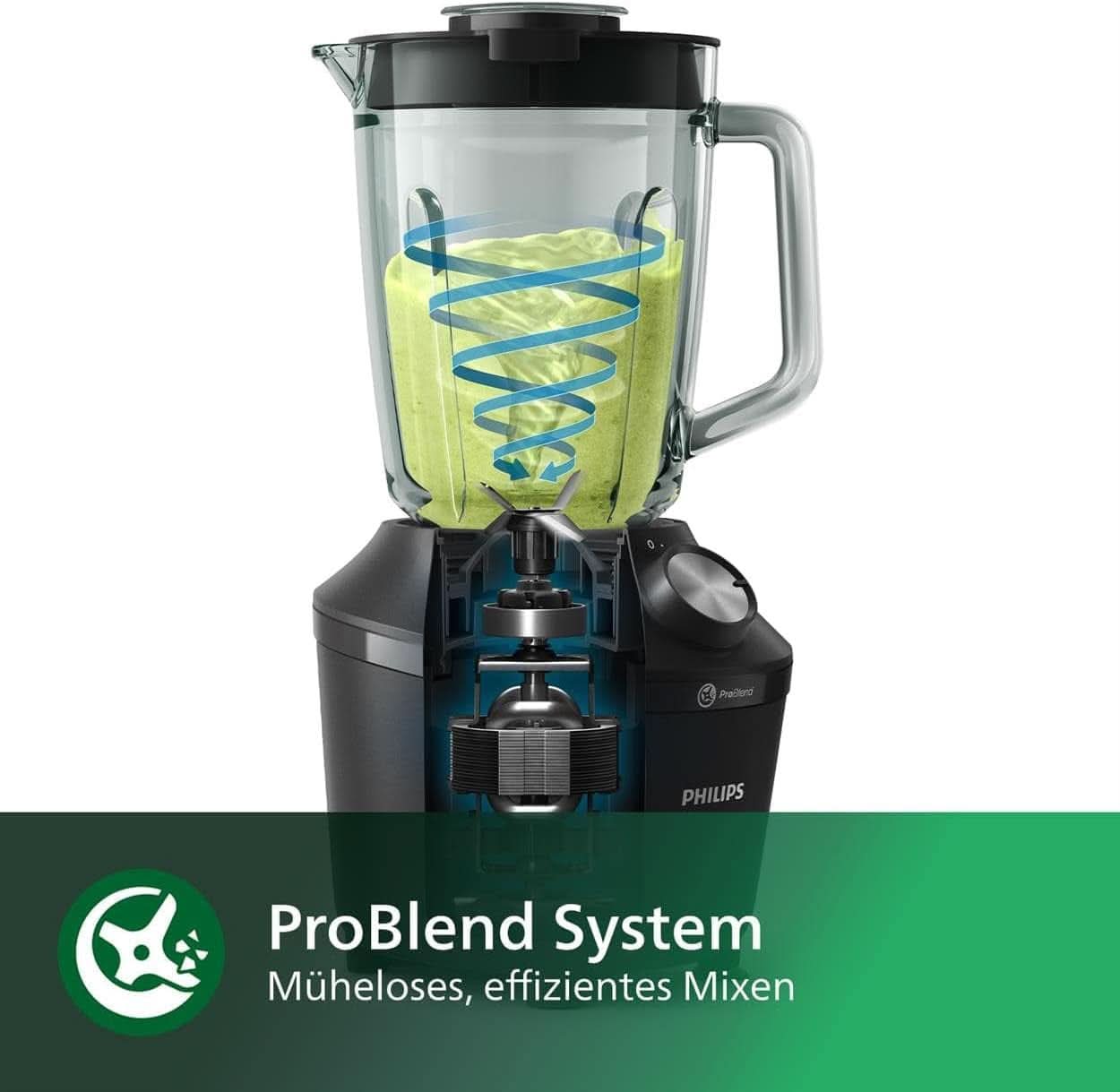 Philips Standmixer Und Smoothie Maker – 600 W, 2-Liter-Becher, Homeid-App, 2 Geschwindigkeitsstufen + Impulsfunktion, Problend, Ice-Crush-Funktion (HR2291/41) Kitchen Naty Shop