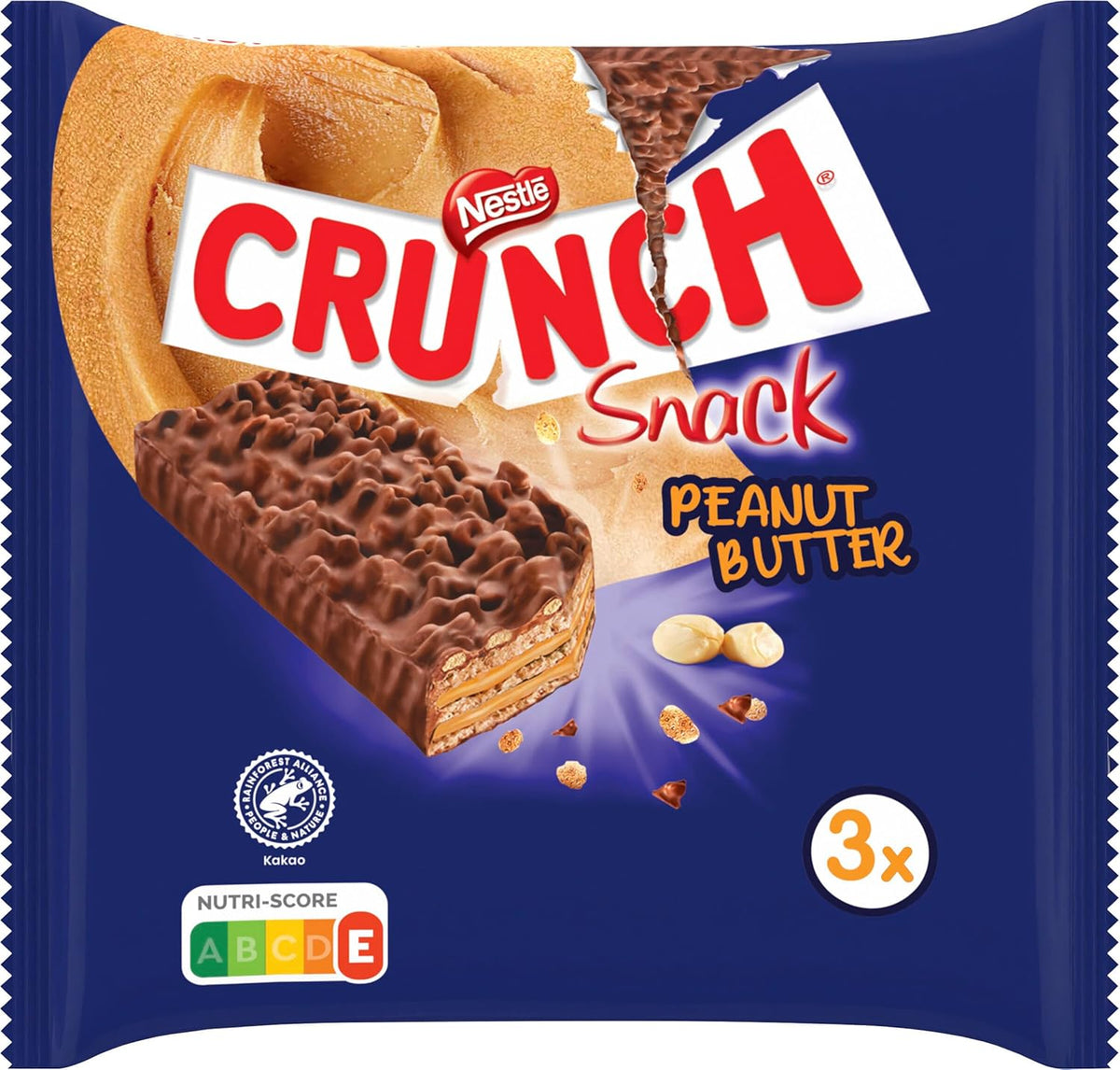 Nestlé tyčinky s arašídovým máslem Crunchy arašídové máslo Cereální čokoládová tyčinka 9 balení (3 x 31 g každá)