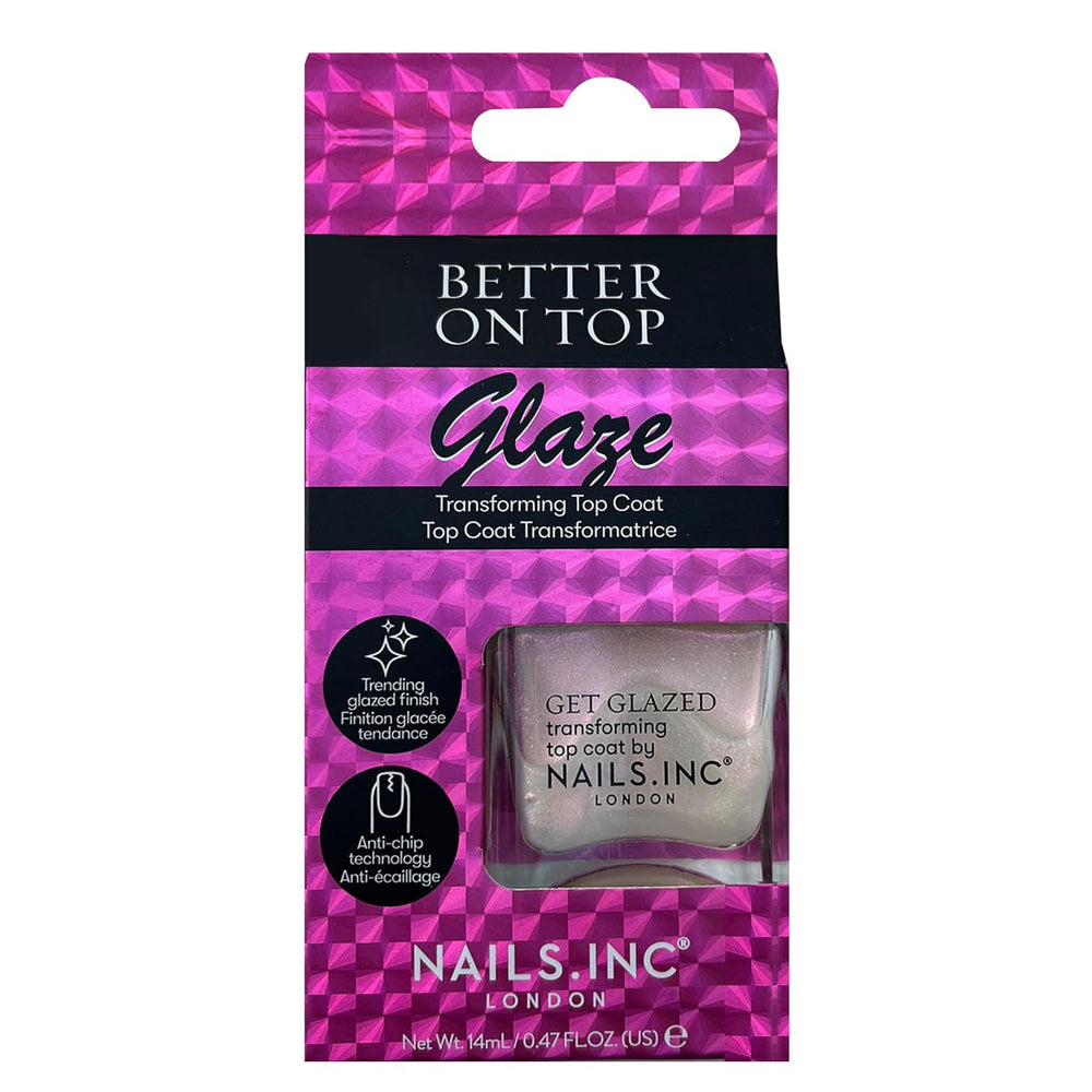 Nails Inc Better On Top, leštěné, lesklé, lesklé, lak na nehty, neštěpící se, dlouhotrvající, rychleschnoucí, suché na vzduchu, profesionální manikúra a pedikúra, nehty na rukou a nohou, veganský lak na nehty, 14 ml