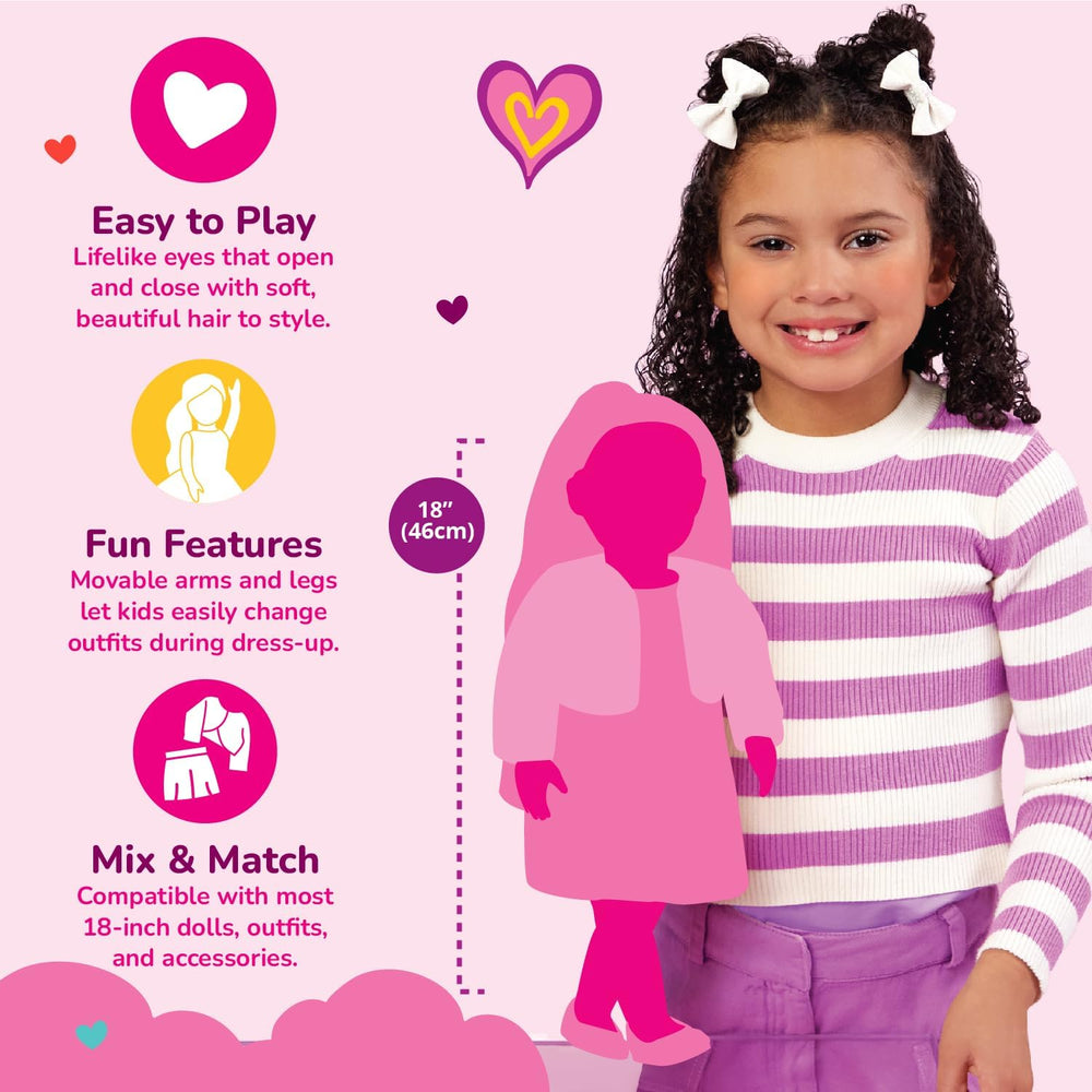 Our Generation – Milo – Păpușă băiat 46 cm – Ochi căprui realiști și păr castaniu creț – Bagaj cu roți și accesorii de călătorie – Joc de simulare – Jucărie pentru copii cu vârsta de 3 ani și peste