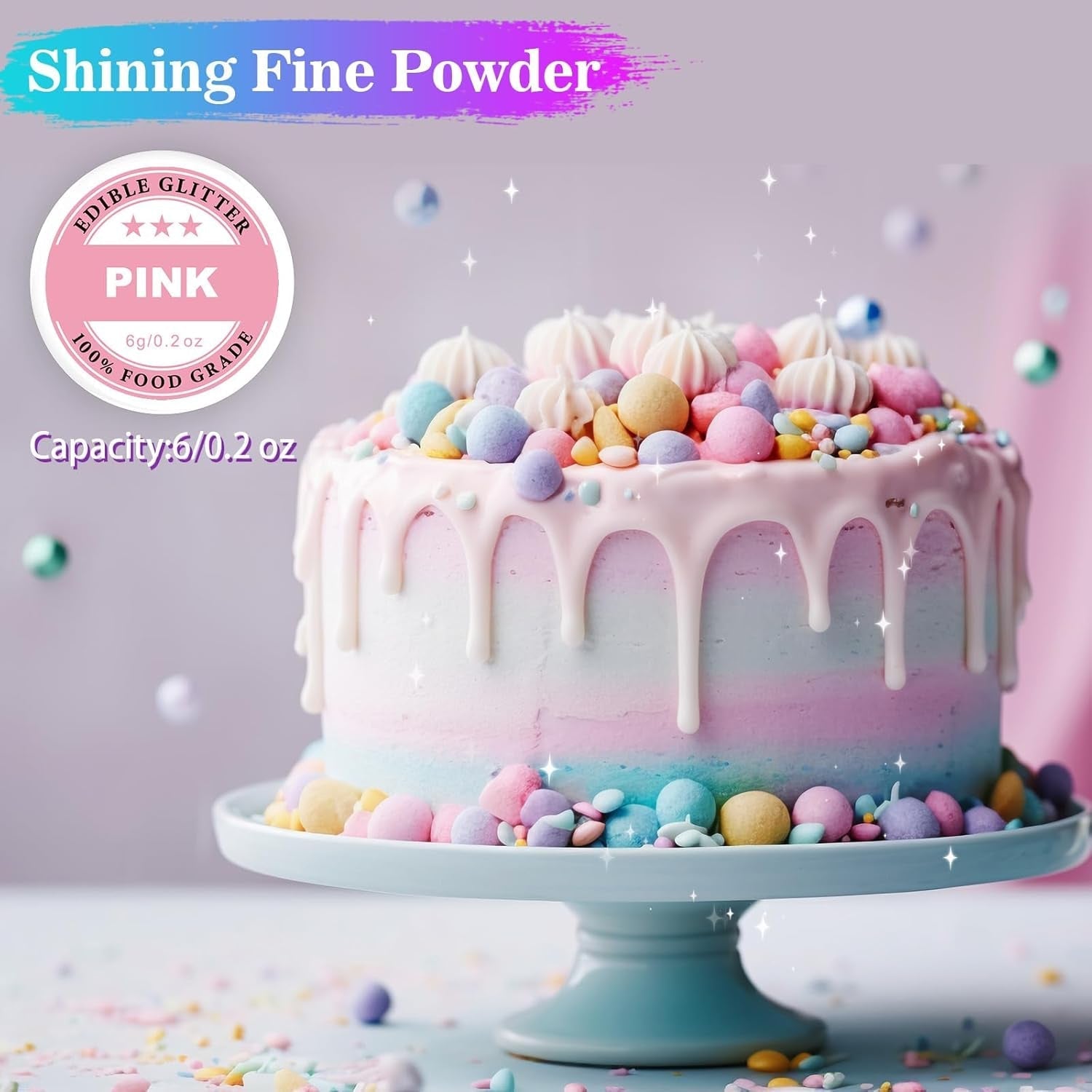 Sclipici comestibil - 6G colorant alimentar pudră pentru ciocolată, căpșuni, brioșe, prăjituri, fondant (auriu)