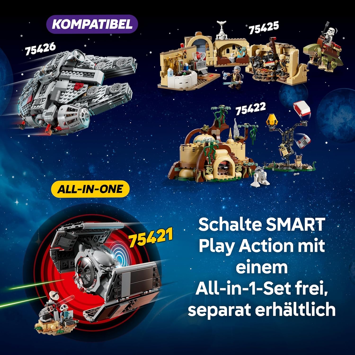 LEGO Star Wars 75426 SMART Play: Millennium Falke Modell - Kompatibilní Interaktives Spielzeug inkl. 4 SMART štítky a 4 minifigurky – nápady na dárky pro chlapce a dívky od 9 let a dospělé fanoušky