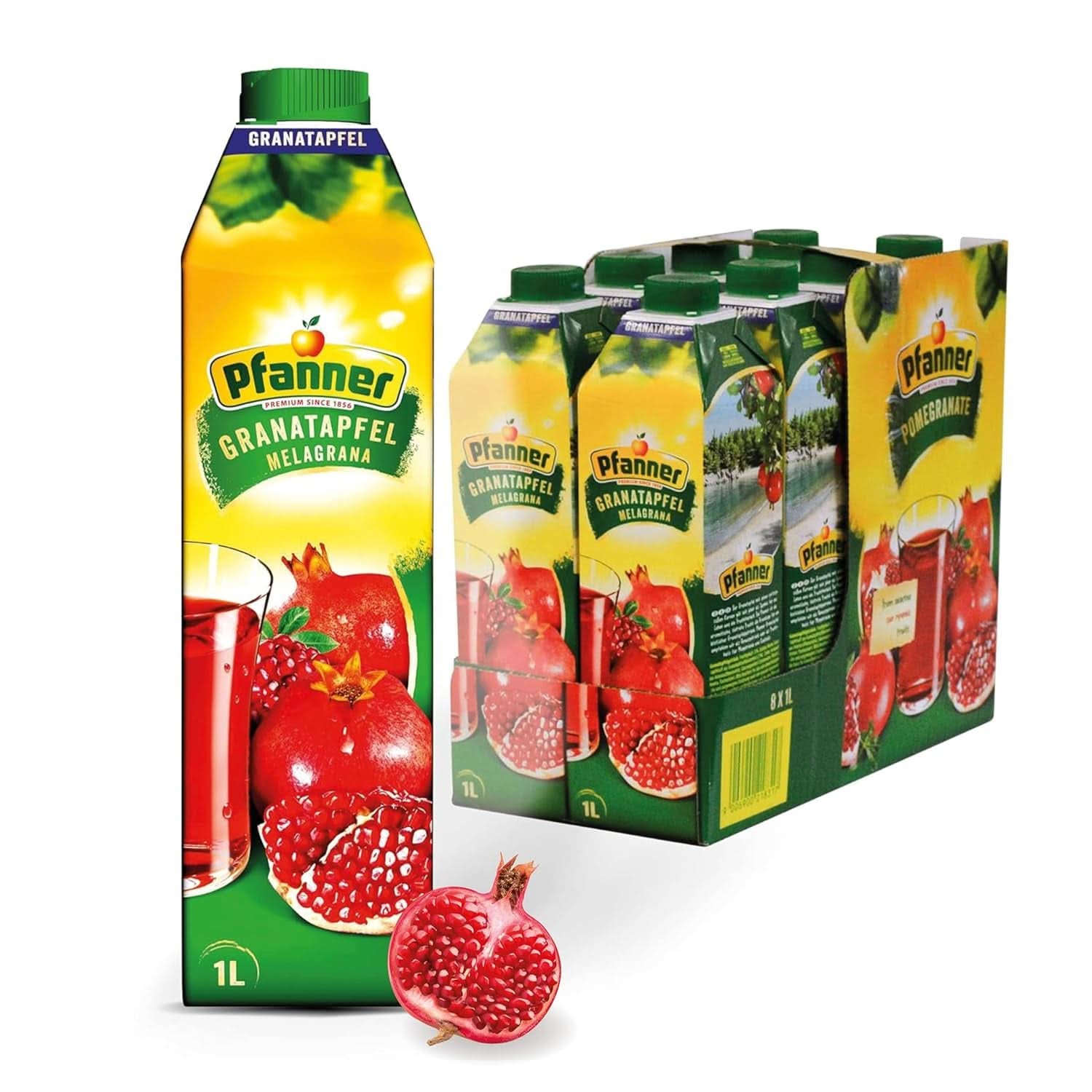 Pfanner Jahodový ovocný nektar (8 x 1 litr) – 30 % ovocný obsah – jahodový nápoj Naty Shop Granátové jablko
