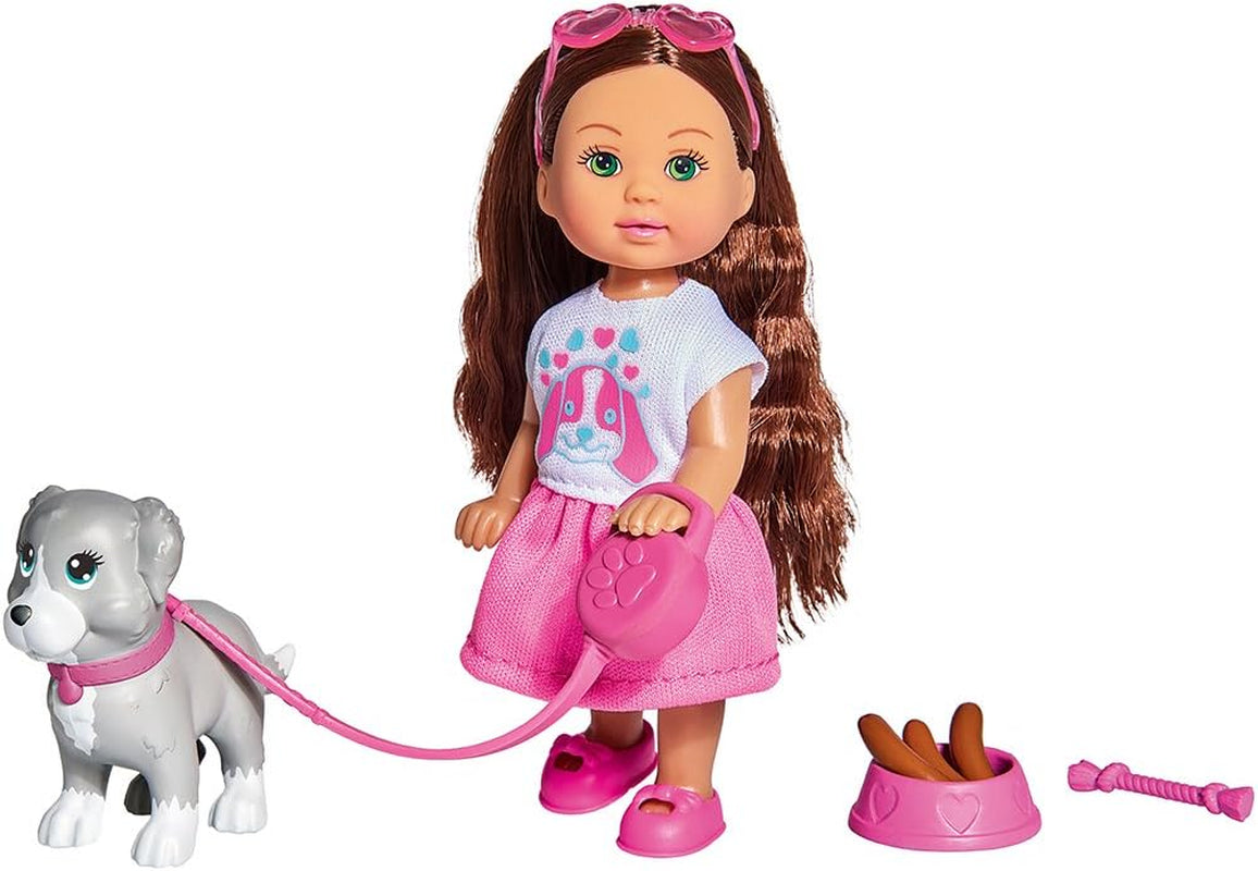 Simba 105733273 - Evi Love Ferienspaß Fahrrad, Puppe mit Fahrrad, Hund und Rucksack, Ankleidepuppe, 12cm, für Kinder ab 3 Jahren