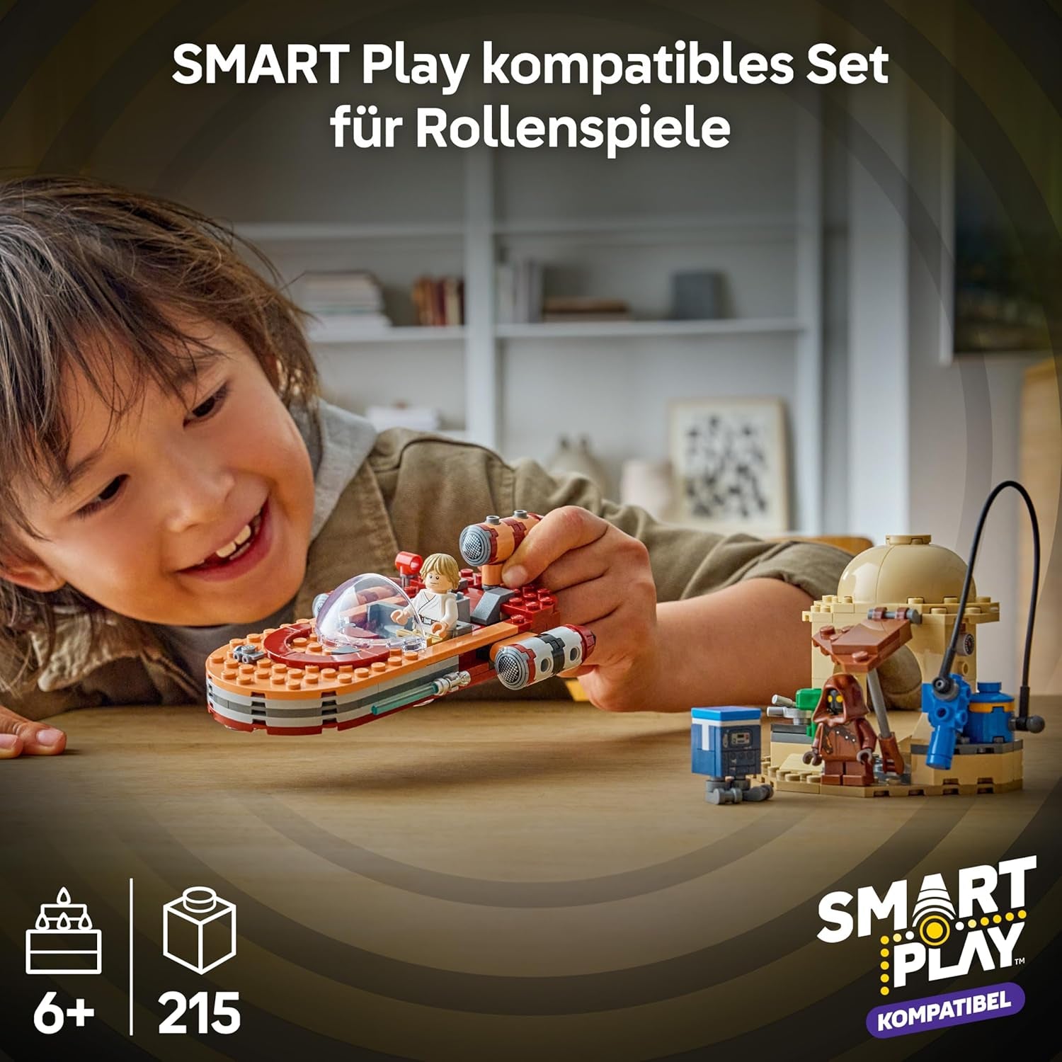LEGO Star Wars 75420 SMART Play: Lukes Landspeeder - Kompatibilní Interaktives Spielzeug inkl. Minifigurka SMART Tag a Luke Skywalker – nápad na dárek pro chlapce, dívky a fanoušky Erwachsene od 6 Jahren