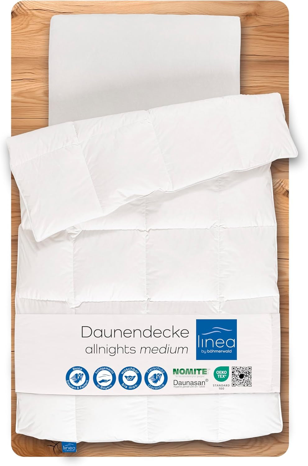 Allnights - Plapumă confortabilă medie, 135X200, 100% pene noi și puf, potrivită pentru alergici, lavabilă până la 60°C, fabricată în Germania, alb Plapumi si pilote Naty Shop 135 X 200 Cm Clasa de căldură medie