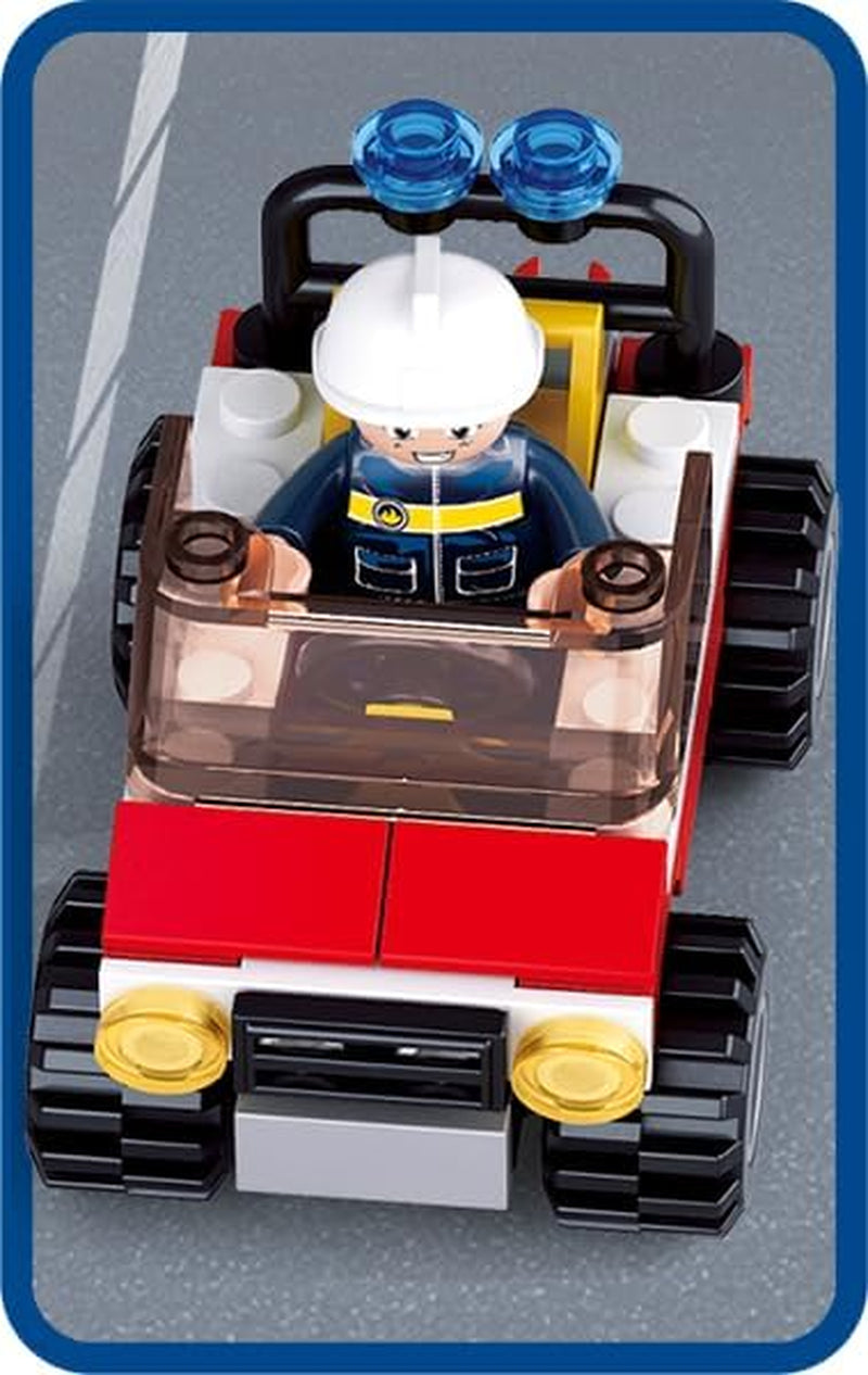 Sluban Klemmbausteine SL95391, Einsatzfahrzeug (58 Teile) [M38-B0621], Spielset, Klemmbausteine, Rettungskräfte, mit Spielfigur, Feuerwehr, Mehrfarbig