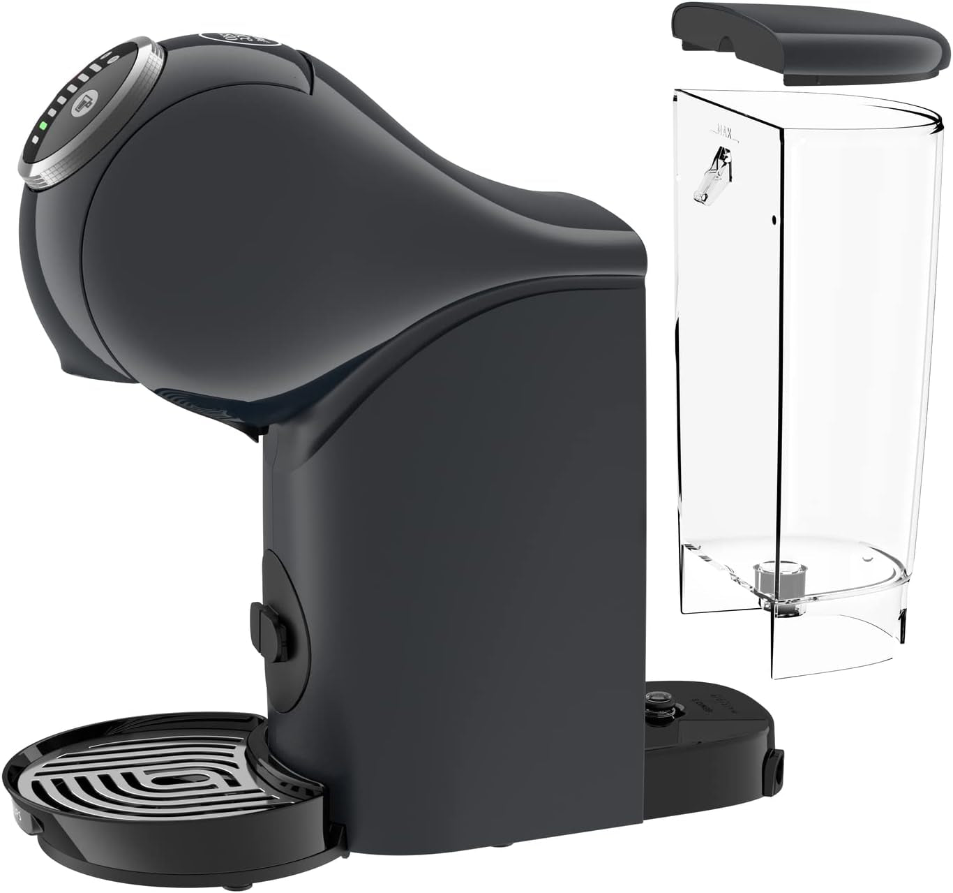 NESCAFÉ Dolce Gusto Genio S Plus de Krups, aparat de cafea compact cu capsule, capacitate 0,8 litri, 1500 wați, avertizare automată de detartrare, gri cosmic, KP340B