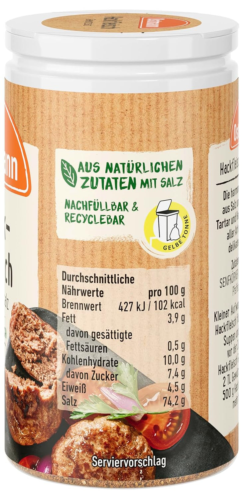 Ostmann Gewürze - Hackfleisch Gewürzsalz | Gewürz für Hackfleisch, Buletten nebo Cevapcici | 60 g ve Streudose