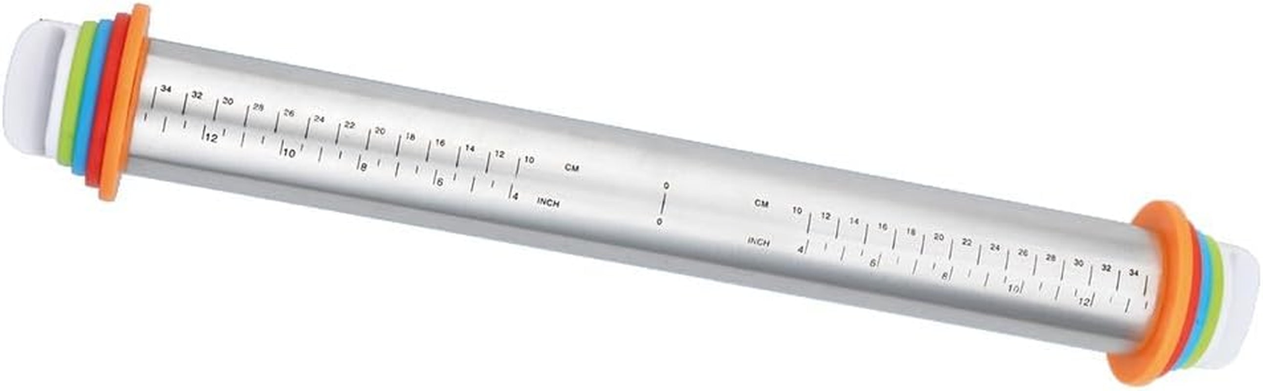 Maximex Teigrolle mit Abstandhalter EDELSTAHL - Edelstahl-Ausroller mit aufsteckbaren Abstandsscheiben, Edelstahl rostfrei, 4,5-6,5 x 43 x 4,5-6,5 cm, Stříbrný mat