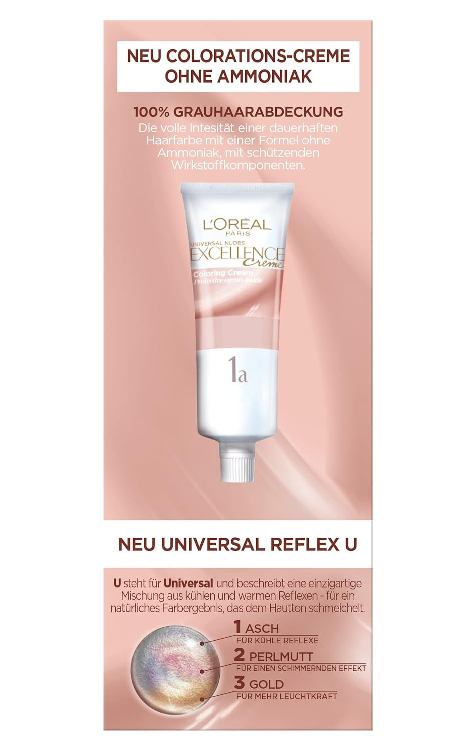 L'Oréal Paris Vopsea de păr permanentă pentru fiecare ton de piele, colorare fără amoniac, tonuri nude universale cu acoperire completă a părului gri, Excellence Creme, nr. 5U Castaniu deschis (maro), 1 buc Vopsea pentru par Naty Shop