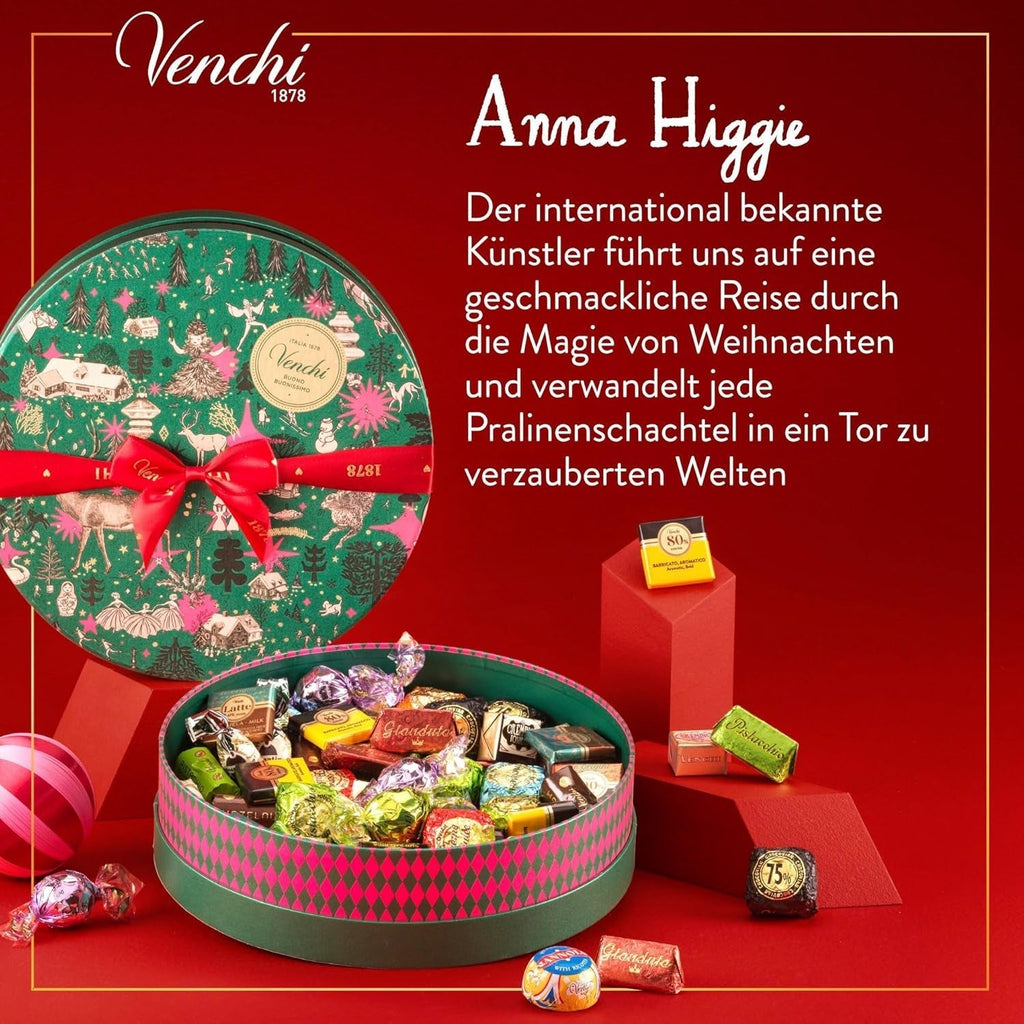 Venchi, colecția de Crăciun - Cutie cadou cu ciocolată asortată, 704 grame Bomboane de Ciocolata Naty Shop