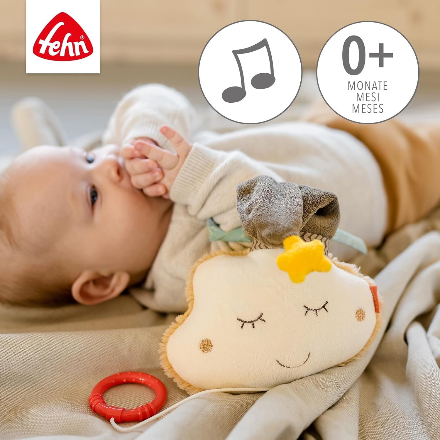 Fehn music box baby sleep aid cloud - jucărie de pluș cu melodie blândă de ajutor pentru somn "Schlaf Kindlein schlaf" - jucărie pentru copii pentru mers și acasă - jucărie muzicală pentru bebeluși și copii mici Jucarii Bebe Naty Shop