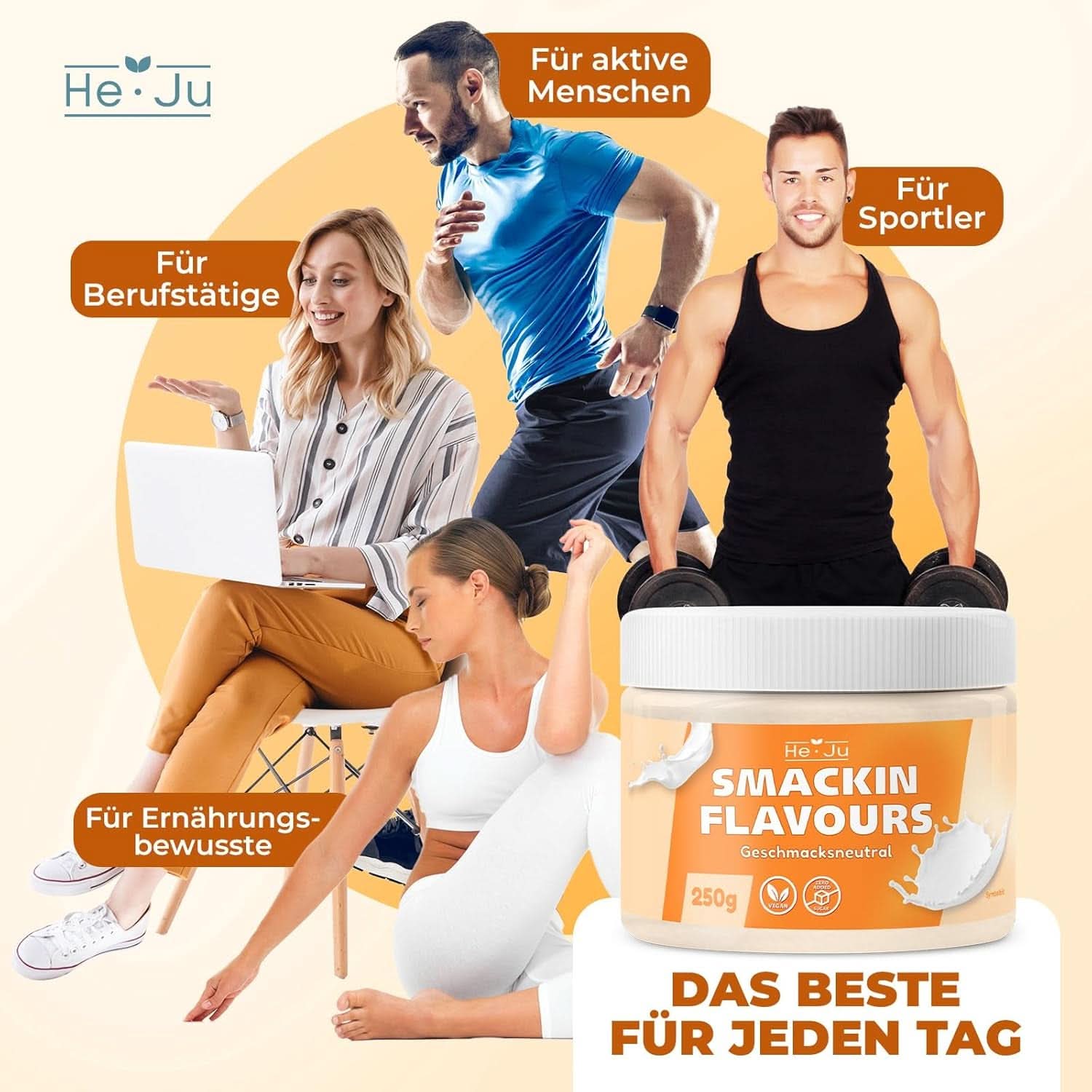 He-Ju, prášek s neutrální příchutí, 250 gramů Aromas Naty Shop