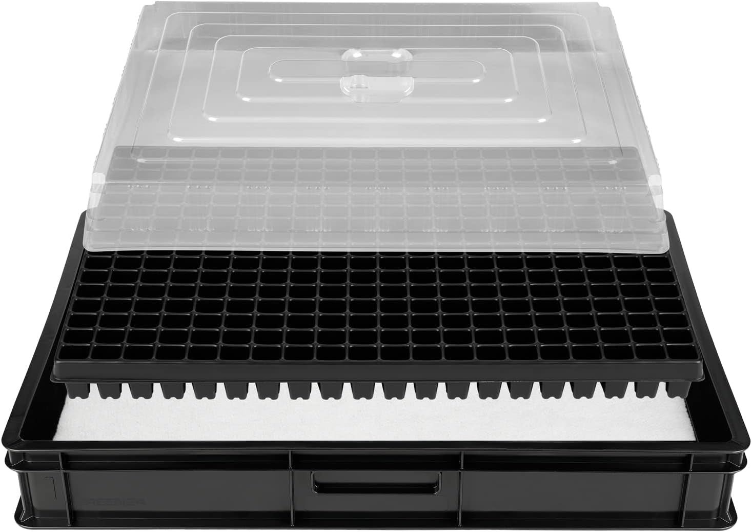 Rozmnožovací systém GW-285 se skládá z profesionálního podnosu na vodu GW657, odpovídající kapilární podložky (absorpce vody 3 l na m2) a podnosu s 285 květináči (23x23mm, výška 54mm) v Euro velikosti (600x400mm)