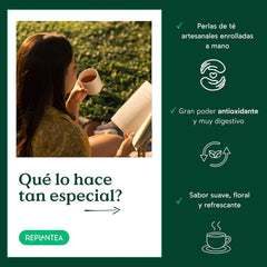 Ceai organic Jasmin Dragon Pearls (100 g) | Ceai verde premium sub formă de perle de jasmin rulate manual | Specialitate de ceai cu aromă delicată de flori | REPLANTEA